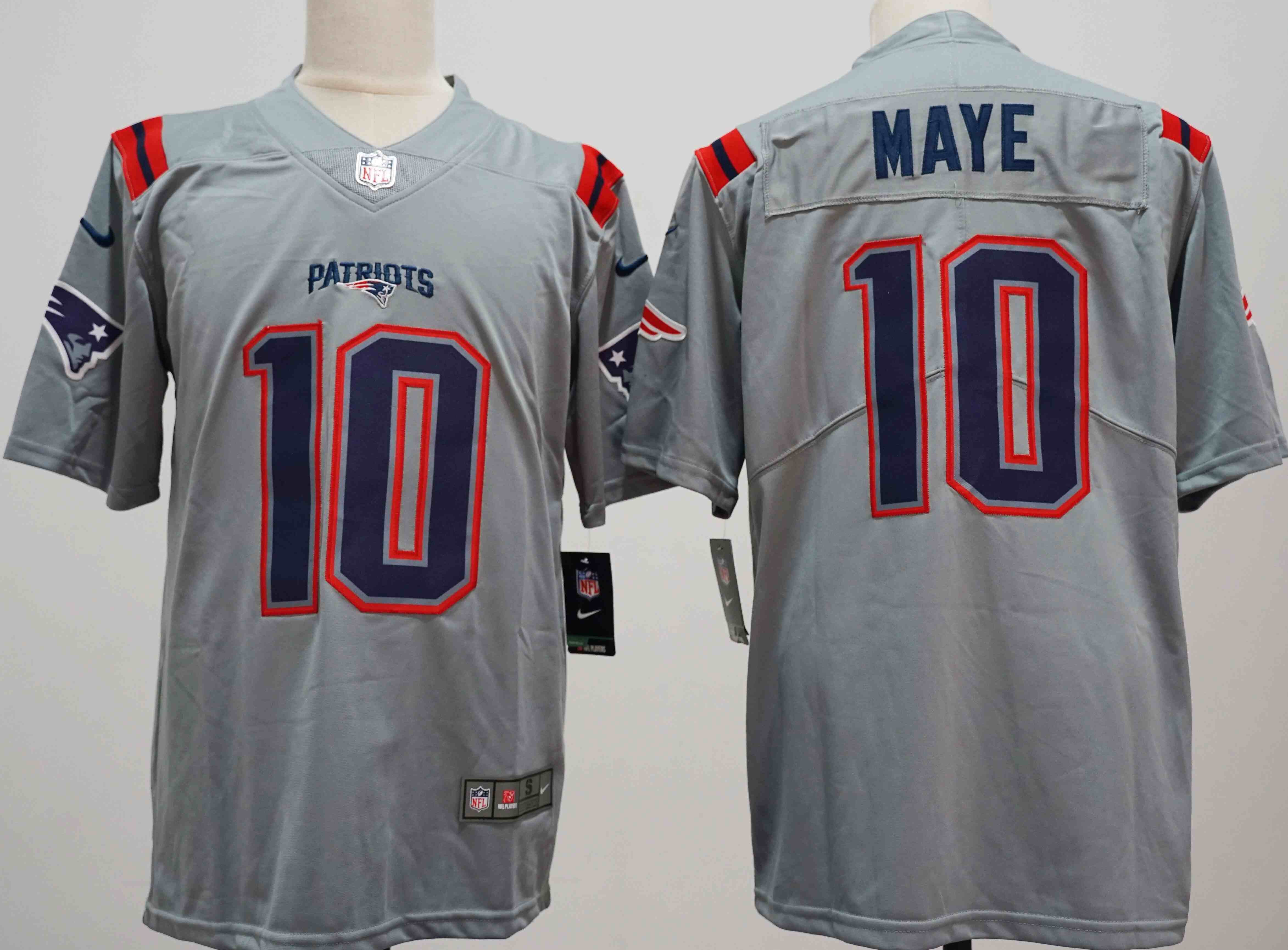 Mens New England Patriots #10 Drake Maye Grey Vapor Untouchable Limited Jersey