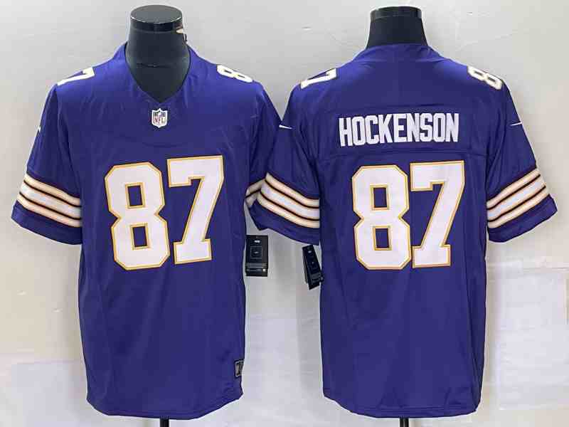 Men's Minnesota Vikings #87 T.J. Hockenson Purple F.U.S.E. Throwback Vapor Untouchable Limited Stitched Jersey