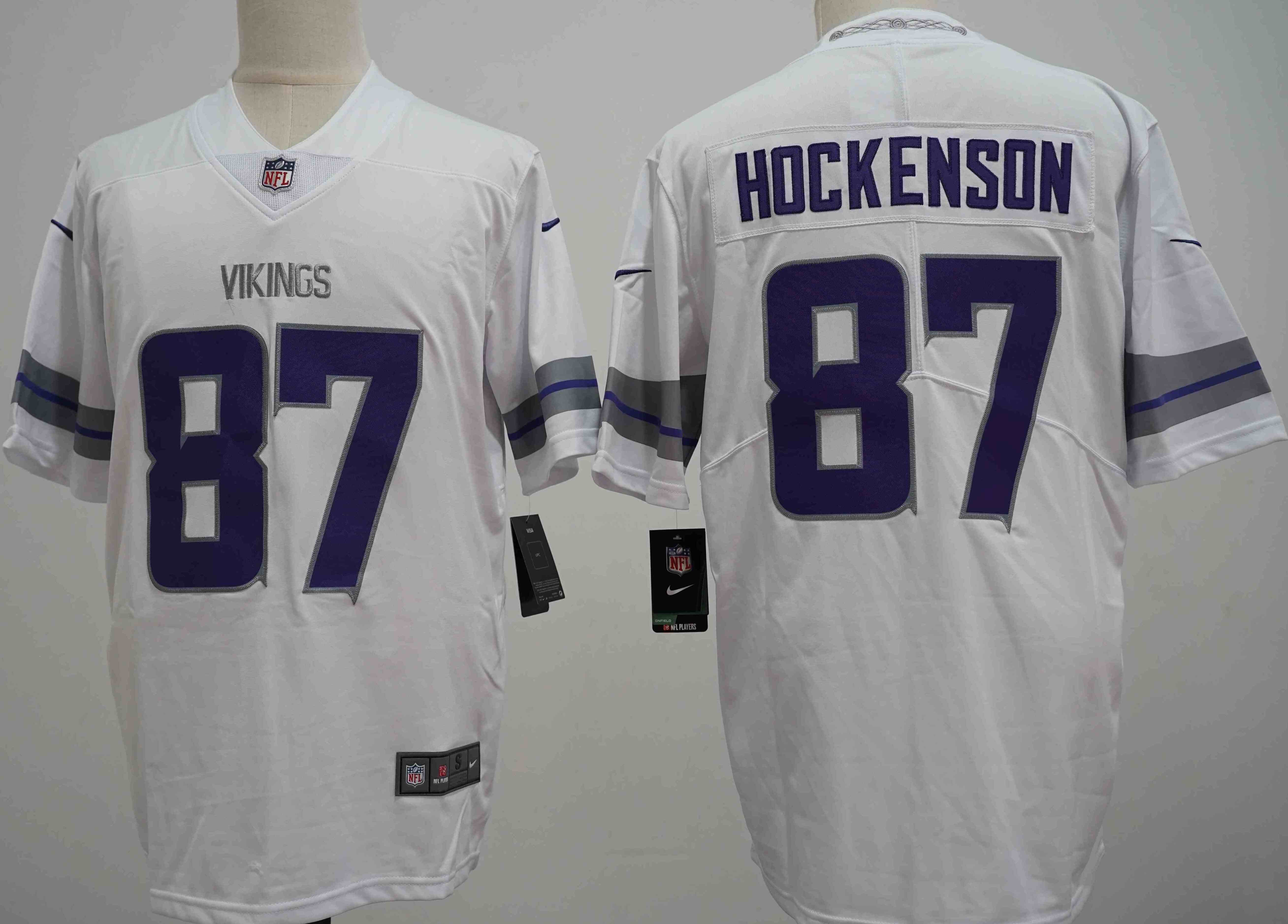 Men's Minnesota Vikings #87 T.J. Hockenson White Vapor Untouchable Limited Stitched Jersey