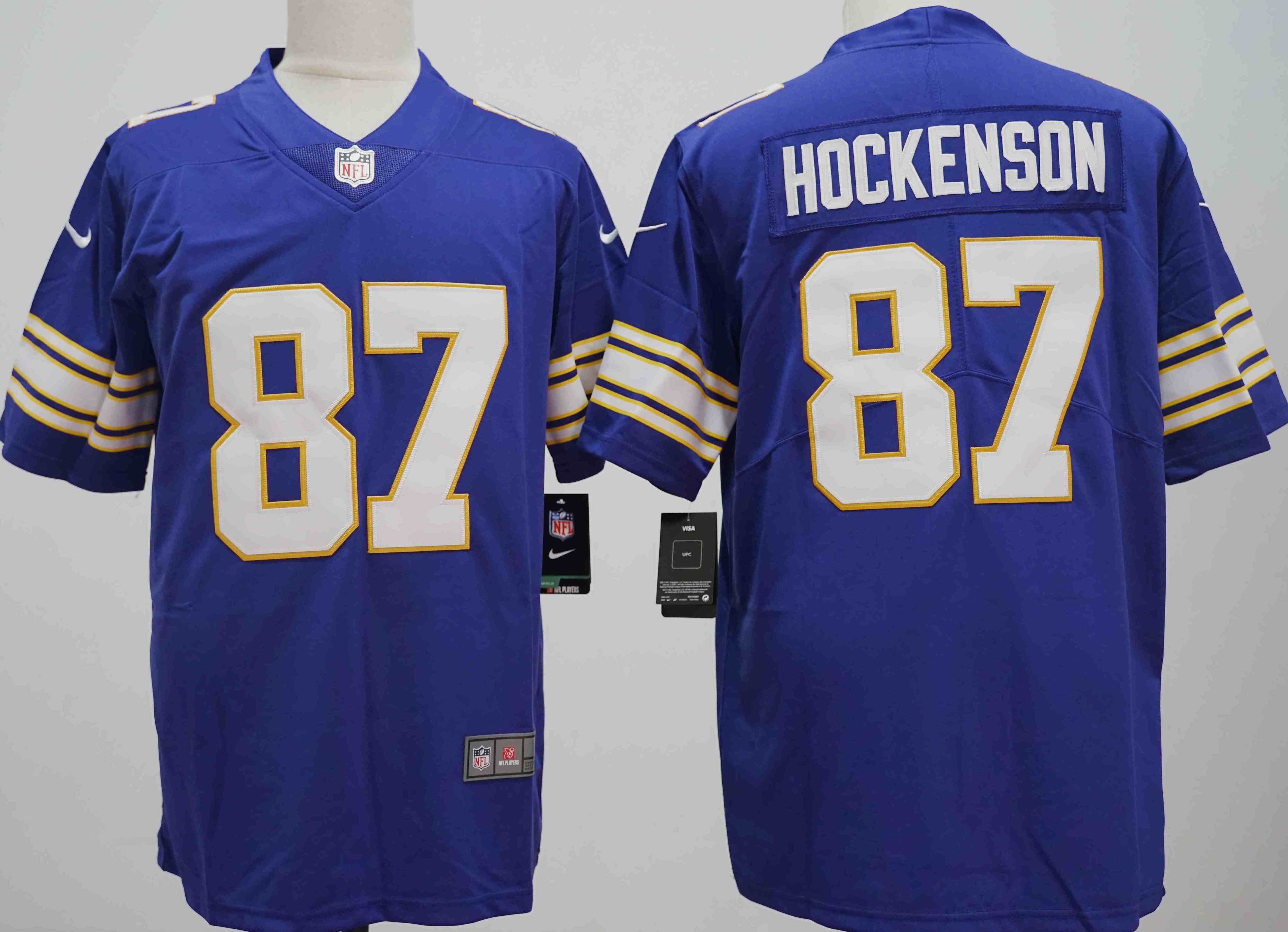Men's Minnesota Vikings #87 T.J. Hockenson Purple Vapor Untouchable Limited Stitched Jersey