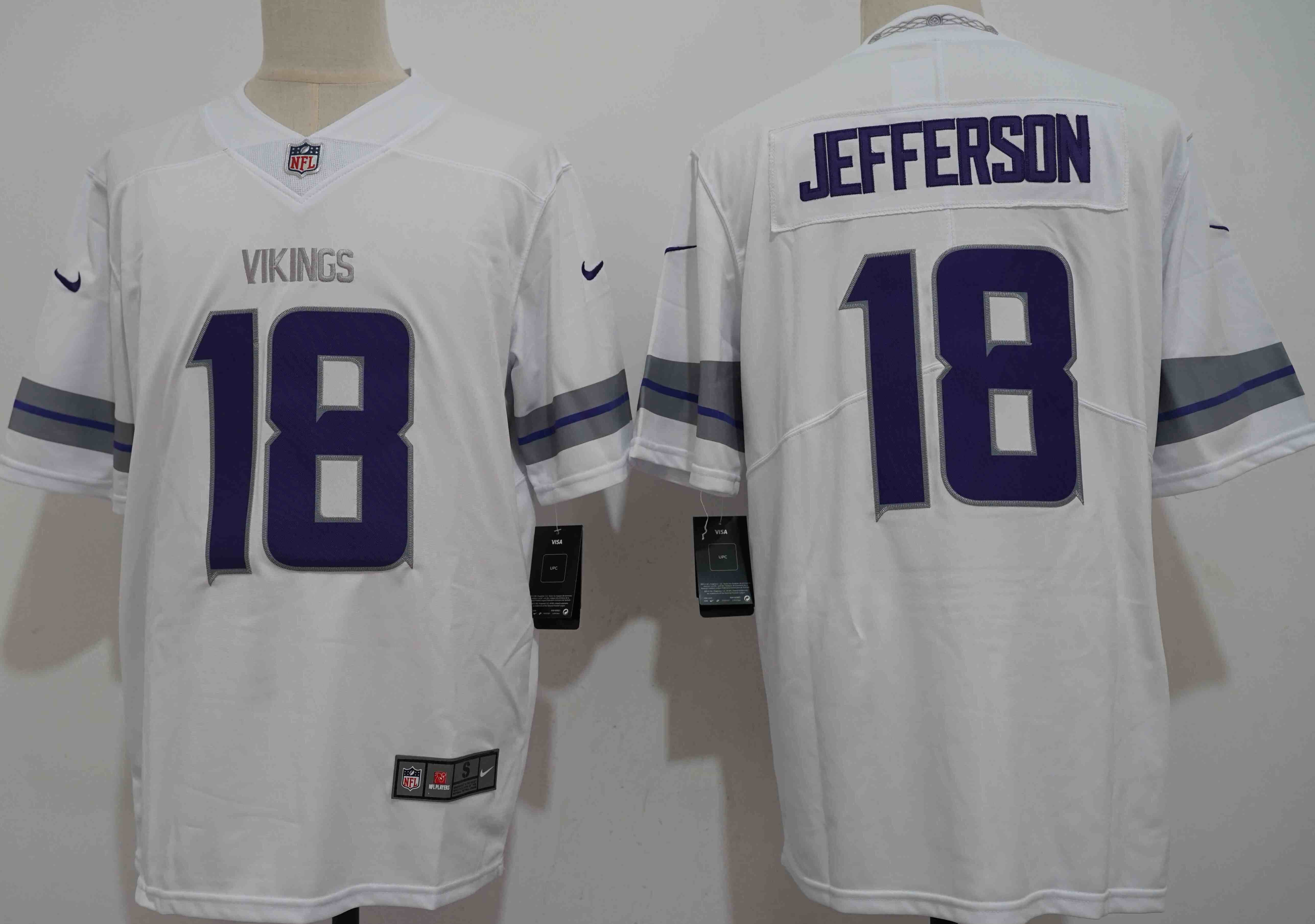 Men's Minnesota Vikings #18 Justin Jefferson White Vapor Untouchable Limited Stitched Jersey