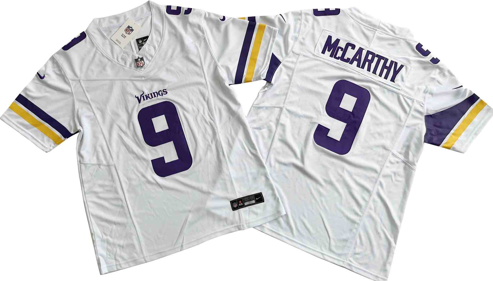 Men's Minnesota Vikings #9  J.J. McCarthy White  F.U.S.E. Vapor Untouchable Limited Stitched Jersey