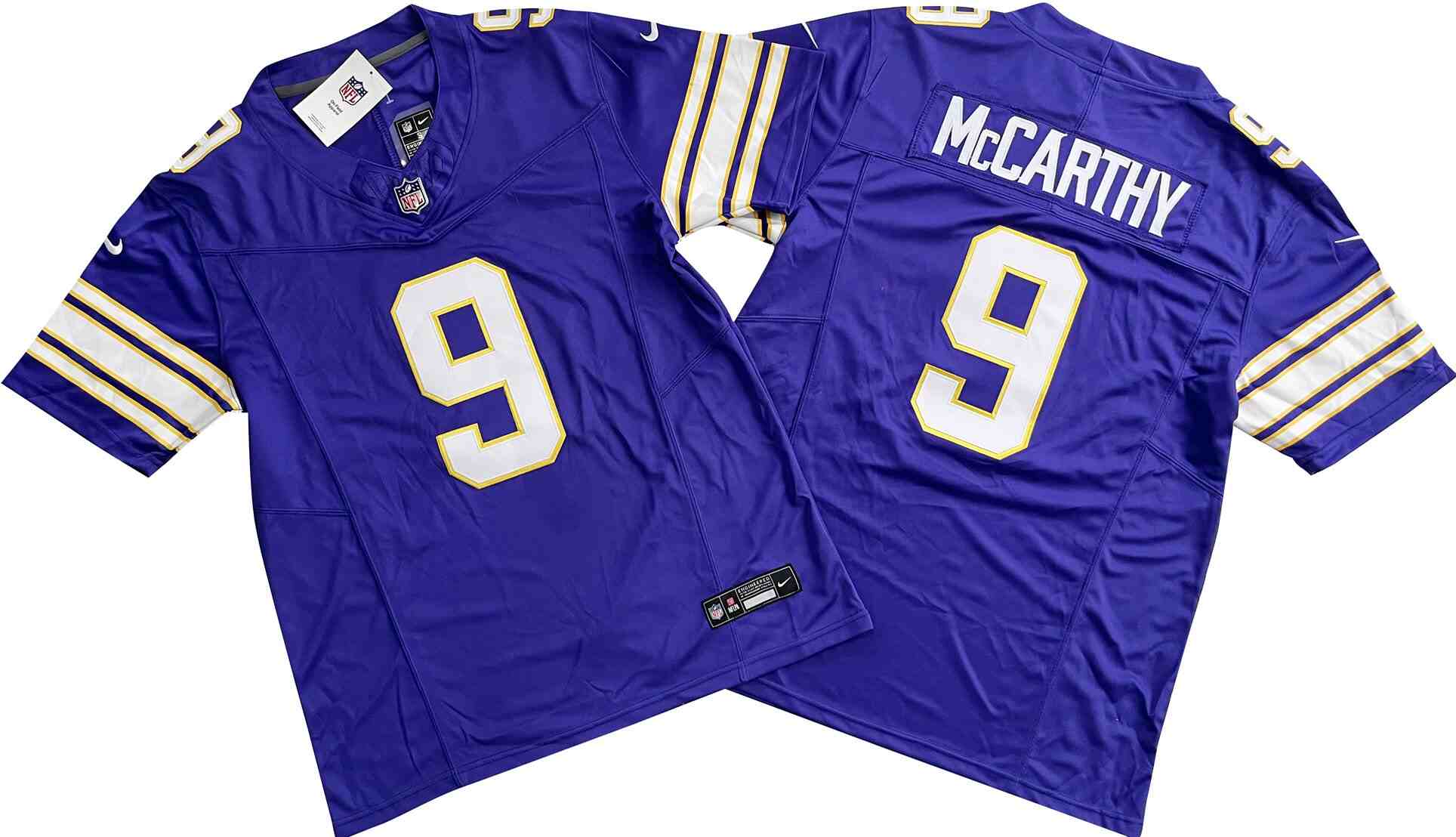 Men's Minnesota Vikings #9 J.J. McCarthy  Purple  F.U.S.E. Throwback Vapor Untouchable Limited Stitched Jersey