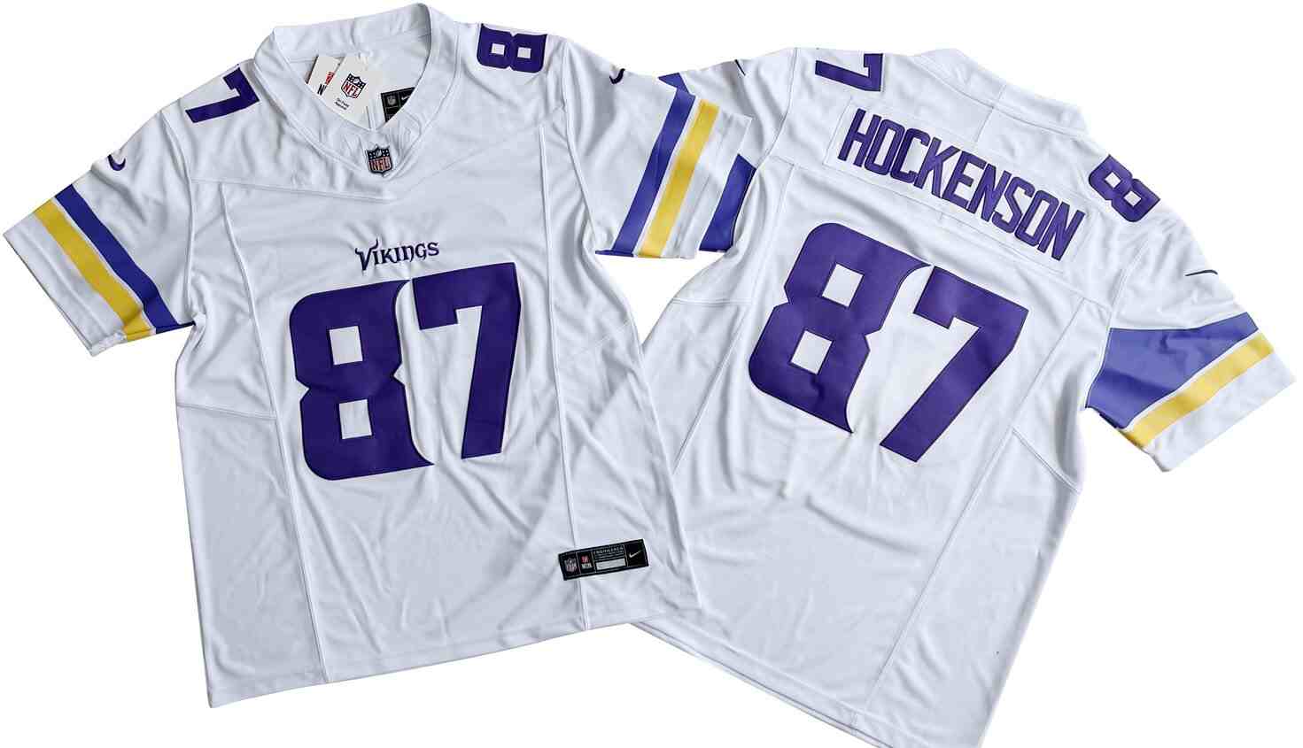 Men's Minnesota Vikings #87 T.J. Hockenson White  F.U.S.E. Vapor Untouchable Limited Stitched Jersey