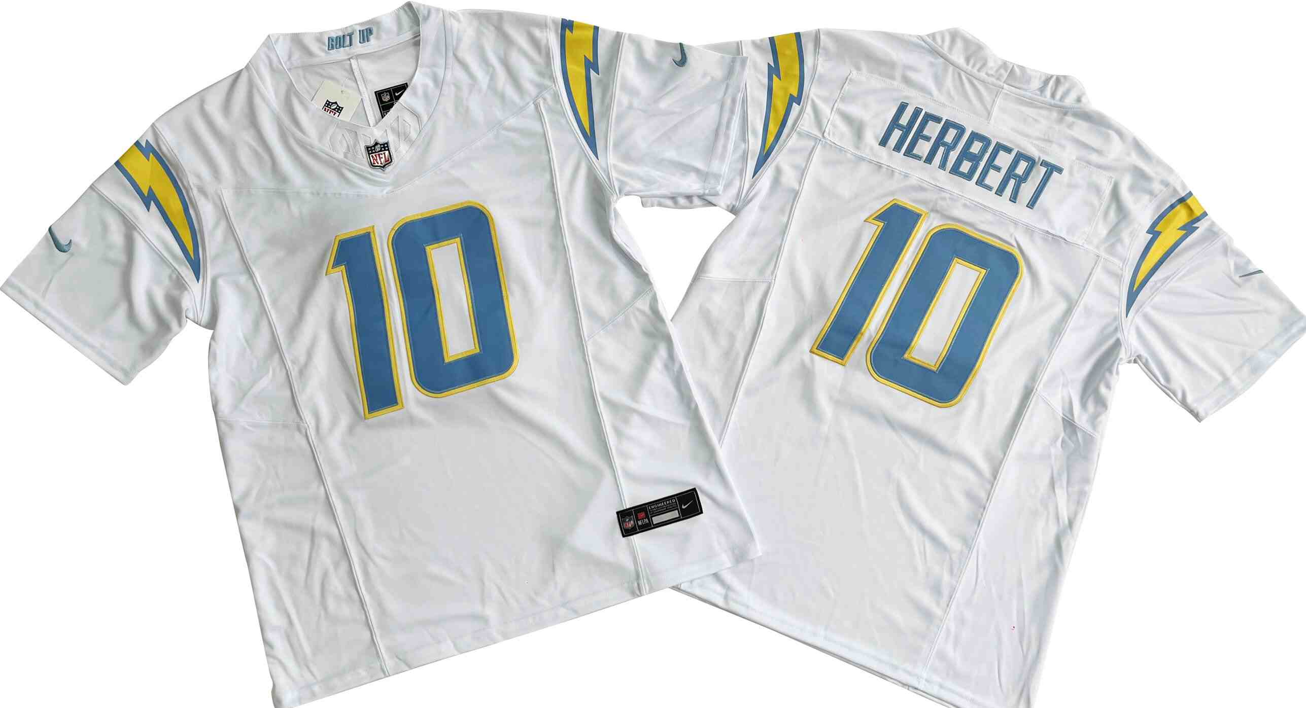Men's Los Angeles Chargers #10 Justin Herbert White F.U.S.E. Vapor Untouchable Limited Stitched Jersey