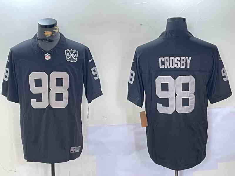 Men's Las Vegas Raiders #98 Maxx Crosby Black 2023 F.U.S.E 65th Anniversary Patch Vapor Untouchable Stitched Football Jersey