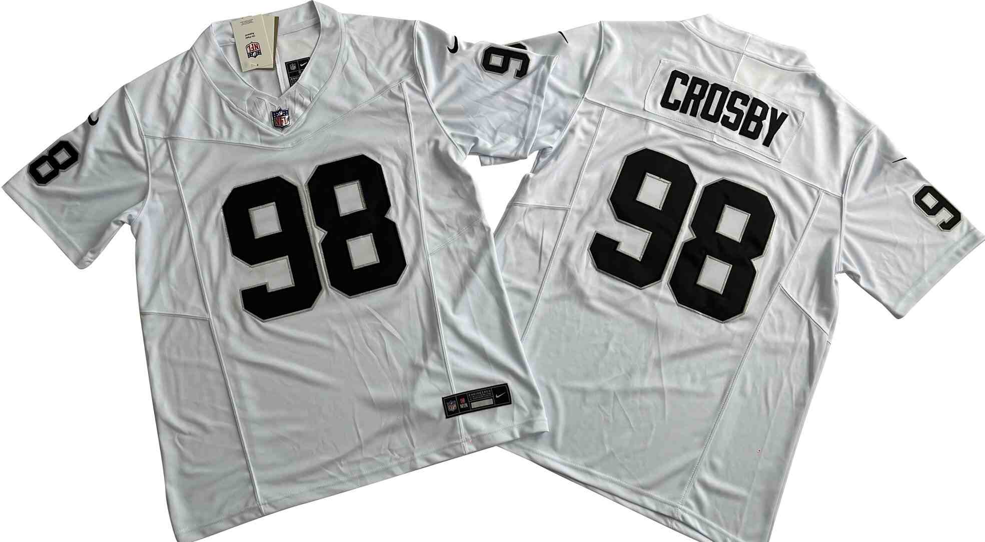 Men's Las Vegas Raiders 98# Maxx Crosby White Vapor F.U.S.E. Limited Jersey