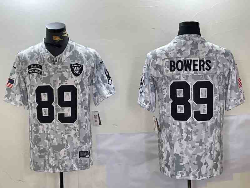 Men's Las Vegas Raiders #89 Brock Bowers 2024 F.U.S.E Arctic Camo Salute To Service Limited Stitched Football Jersey