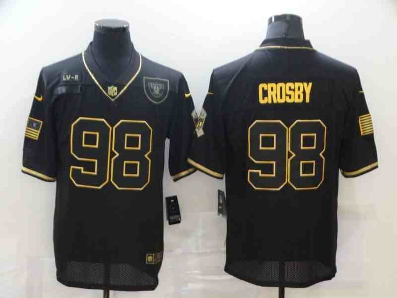 Men's Las Vegas Raiders #98 Maxx Crosby BlackGold Salute To Service Limited Stitched Jersey