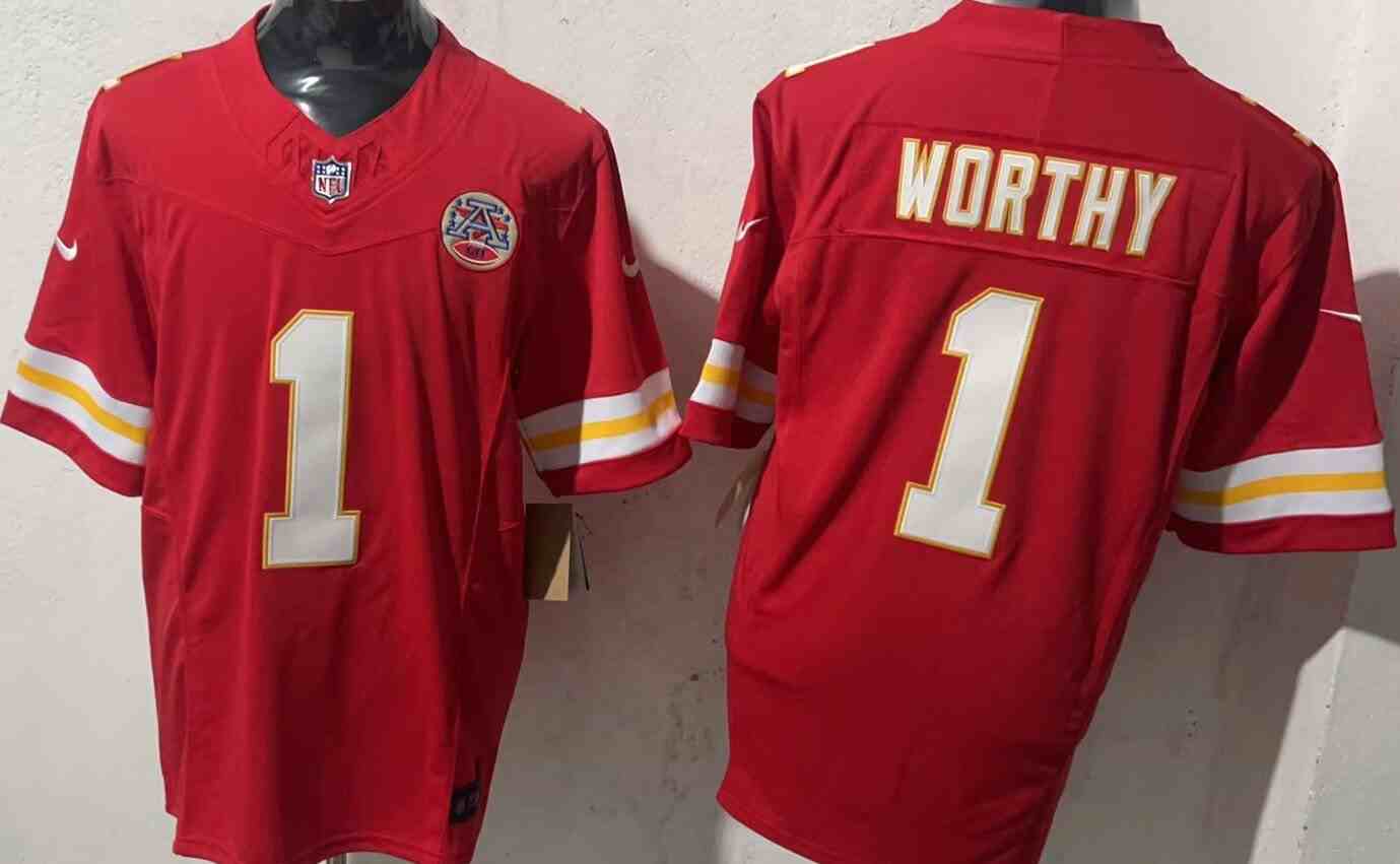 Men's  Kansas City Chiefs #1 Xavier Worthy Red F.U.S.E. Vapor Untouchable Limited Stitched Jersey