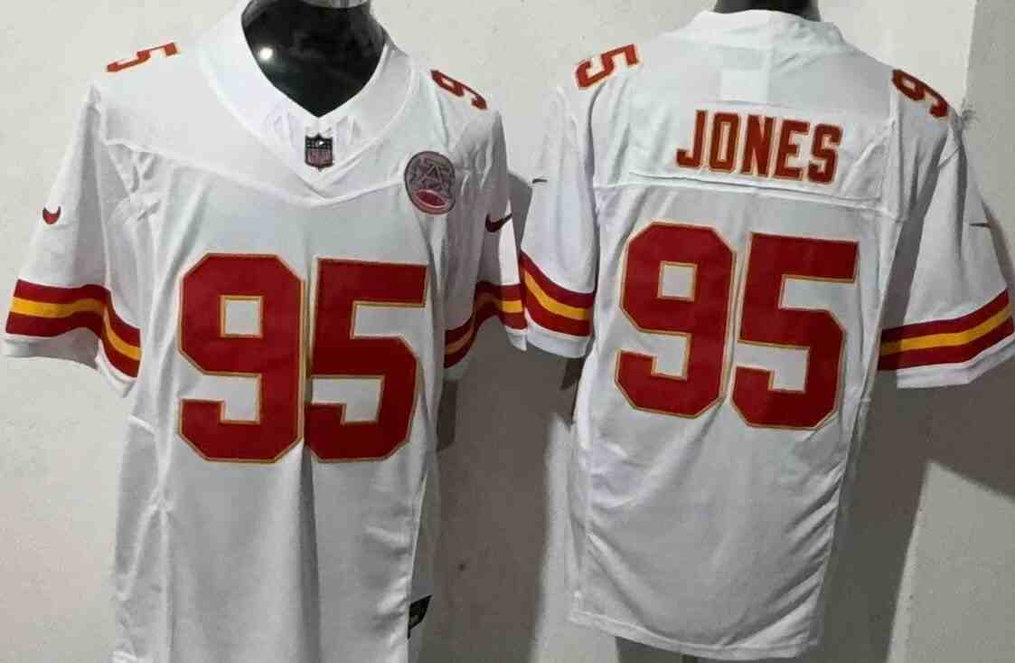Men's  Kansas City Chiefs #95 Chris Jones White F.U.S.E. Vapor Untouchable Limited Stitched Jersey