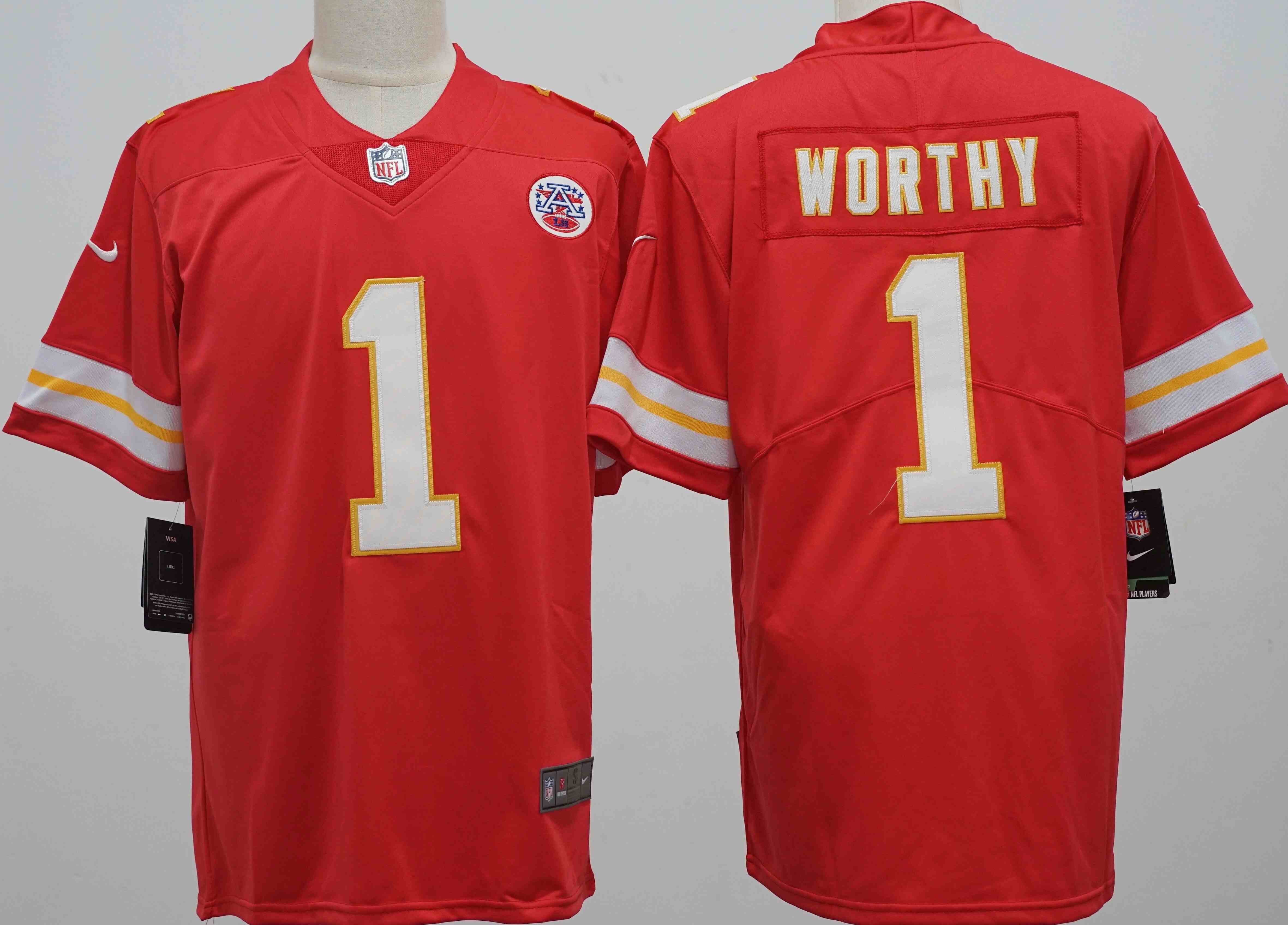 Men's  Kansas City Chiefs #1 Xavier Worthy Red Vapor Untouchable Limited Stitched Jersey