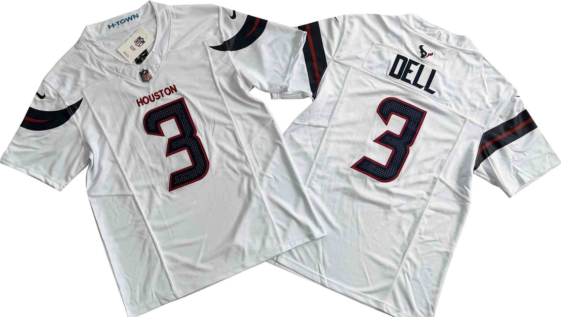Men's Houston Texans #3 Tank Dell White  Vapor F.U.S.E. Limited Stitched Jersey