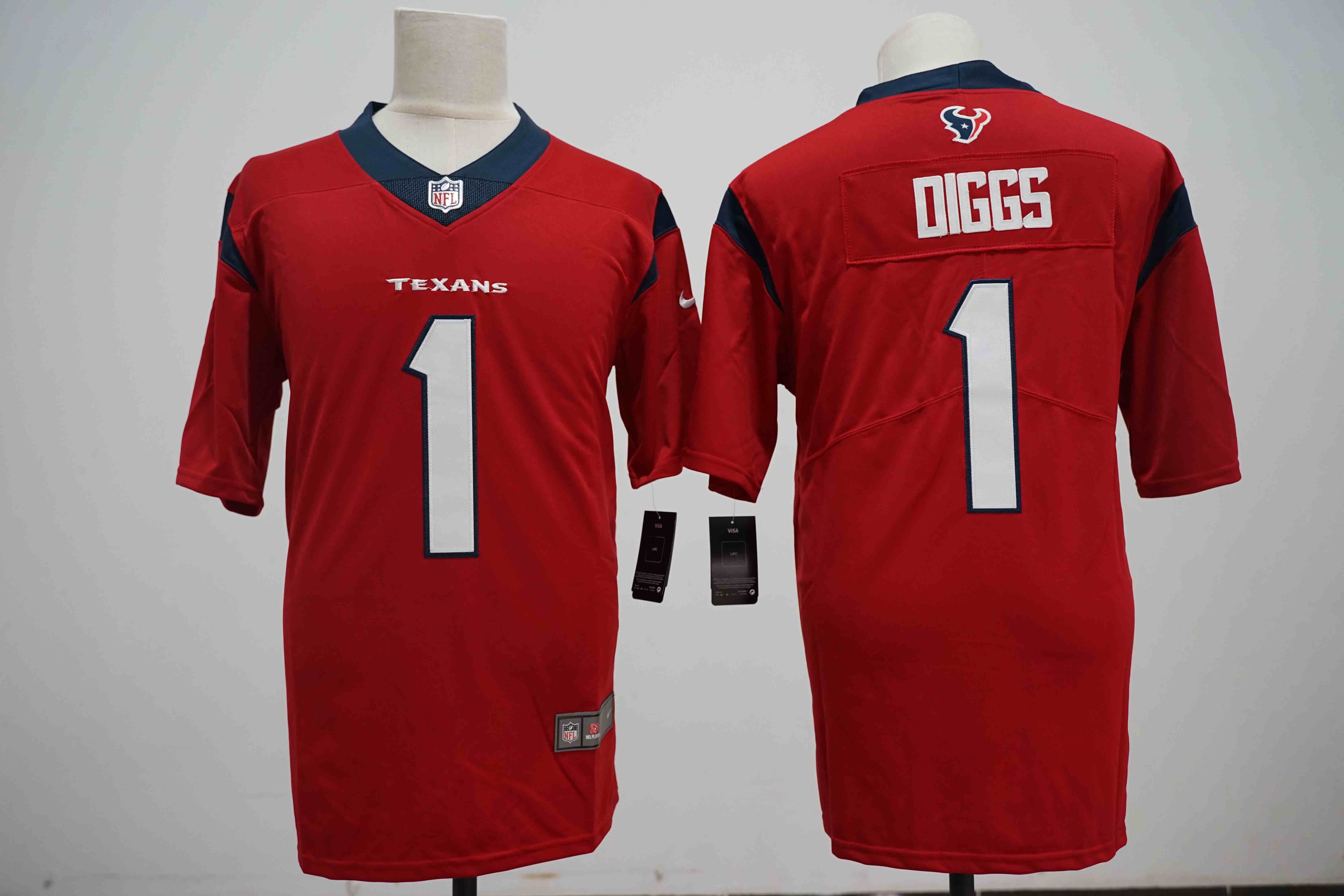 Men's Houston Texans #1 Stefon Diggs Red Vapor Limited Football Stitched Jersey