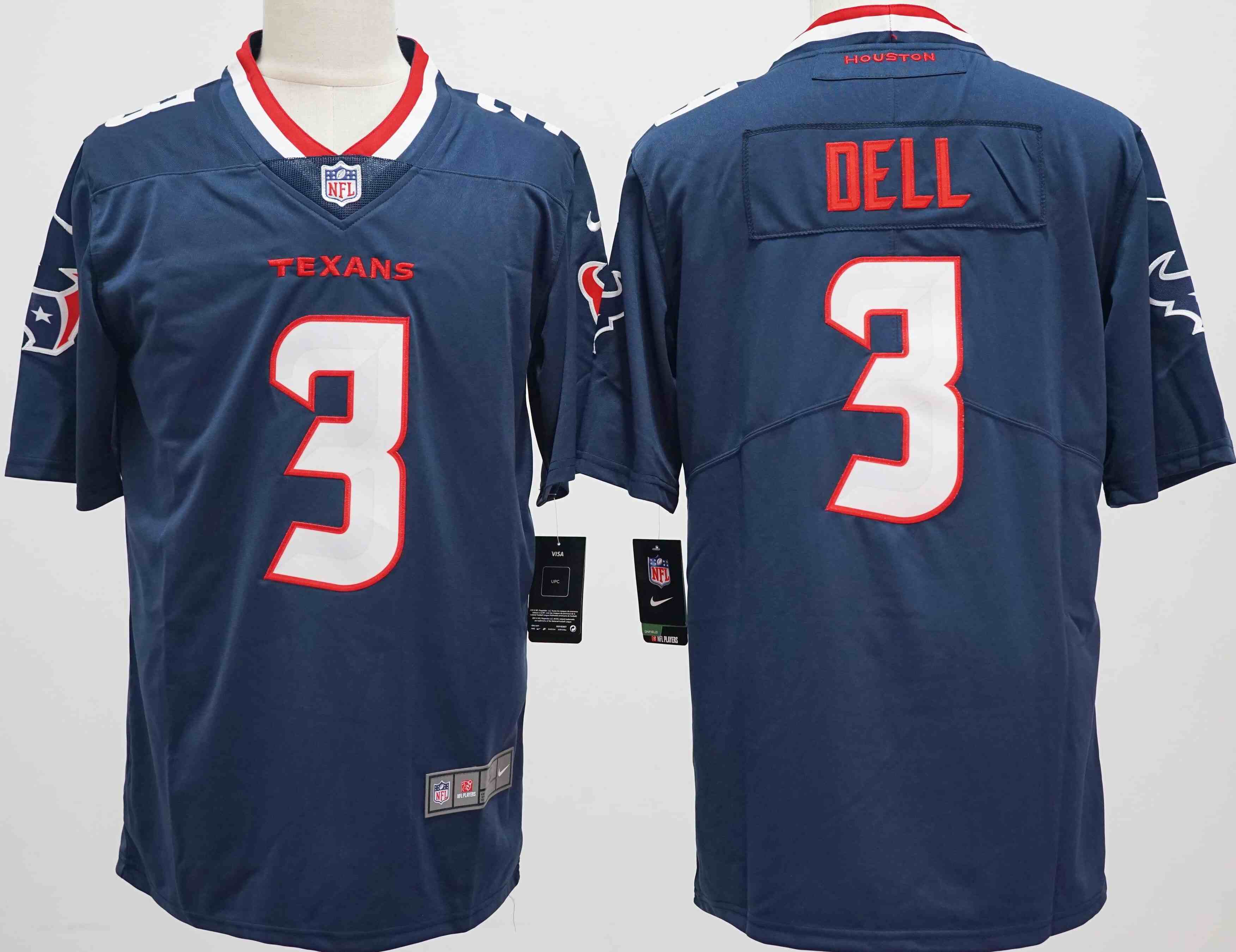 Men's Houston Texans #3 Tank Dell Navy Vapor  Limited Football Stitched Jersey