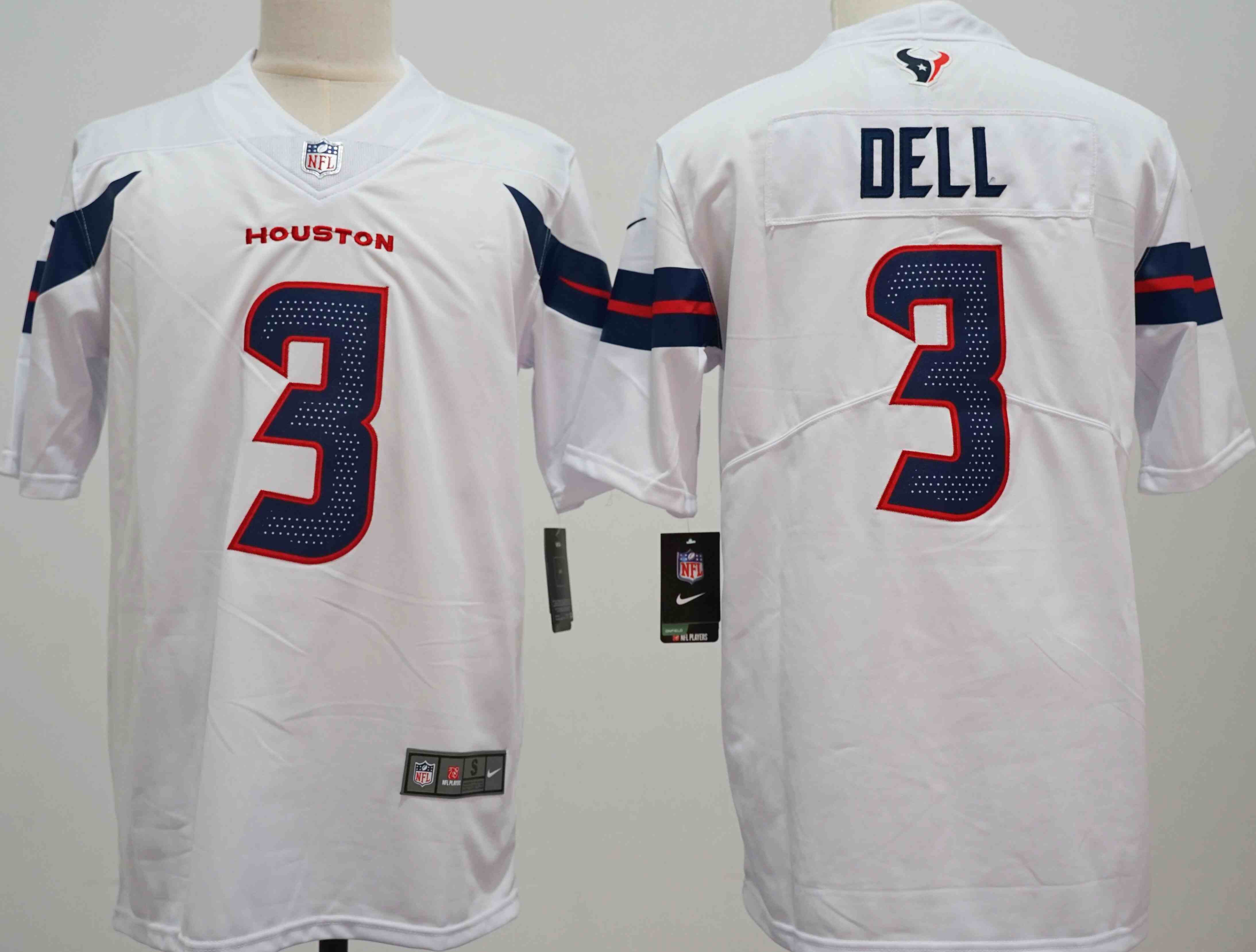 Men's Houston Texans #3 Tank Dell White Vapor  Limited Football Stitched Jersey