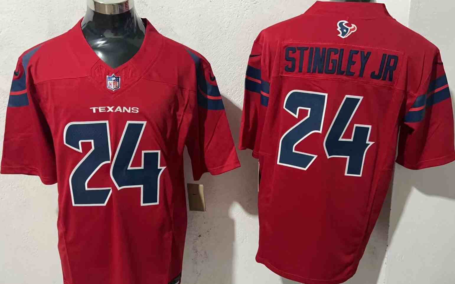 Men's Houston Texans #24 Derek Stingley Jr. Red 2024 Alternate F.U.S.E Vapor Stitched Jersey