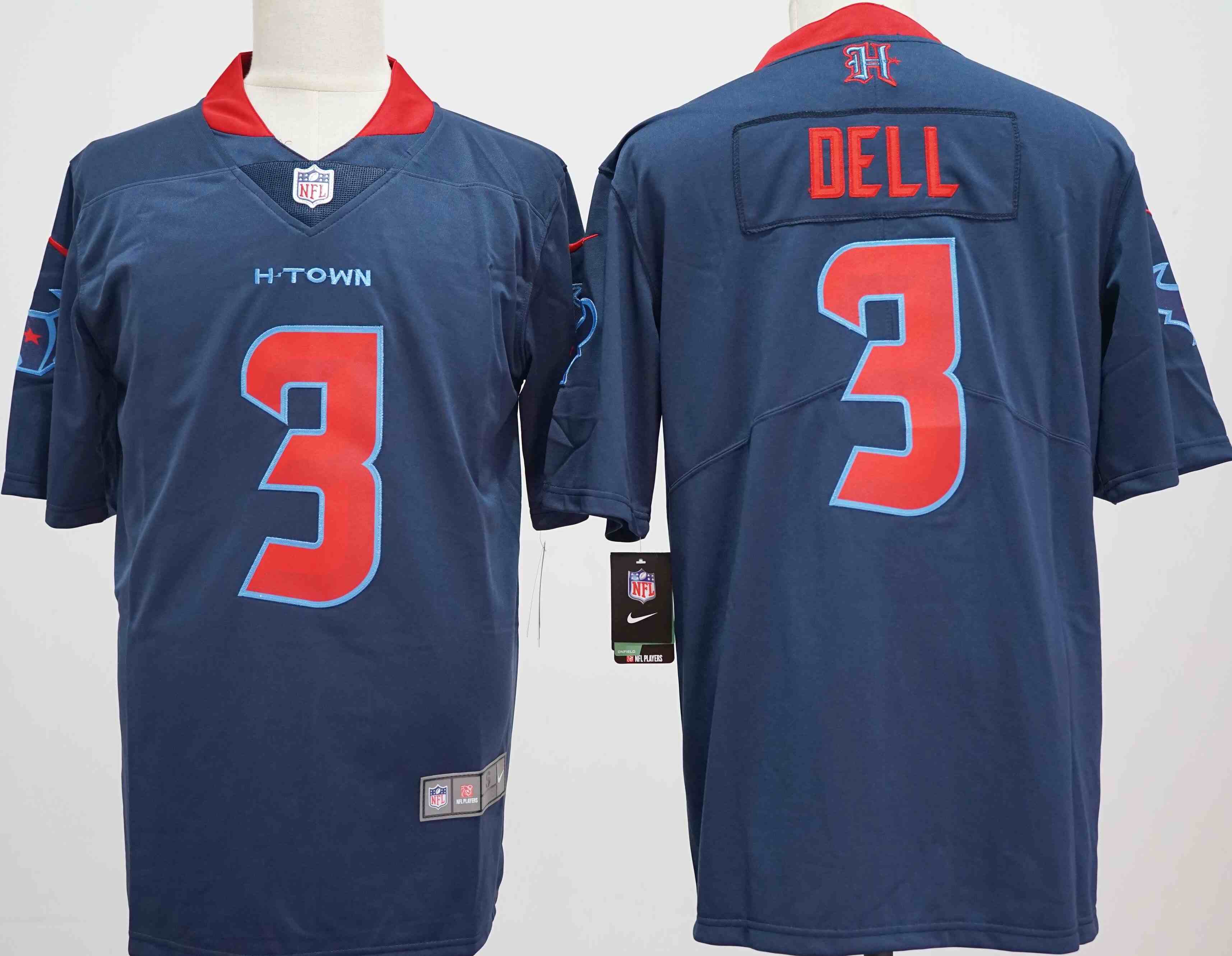 Men's Houston Texans #3 Tank Dell Navy Vapor Football Stitched Jersey