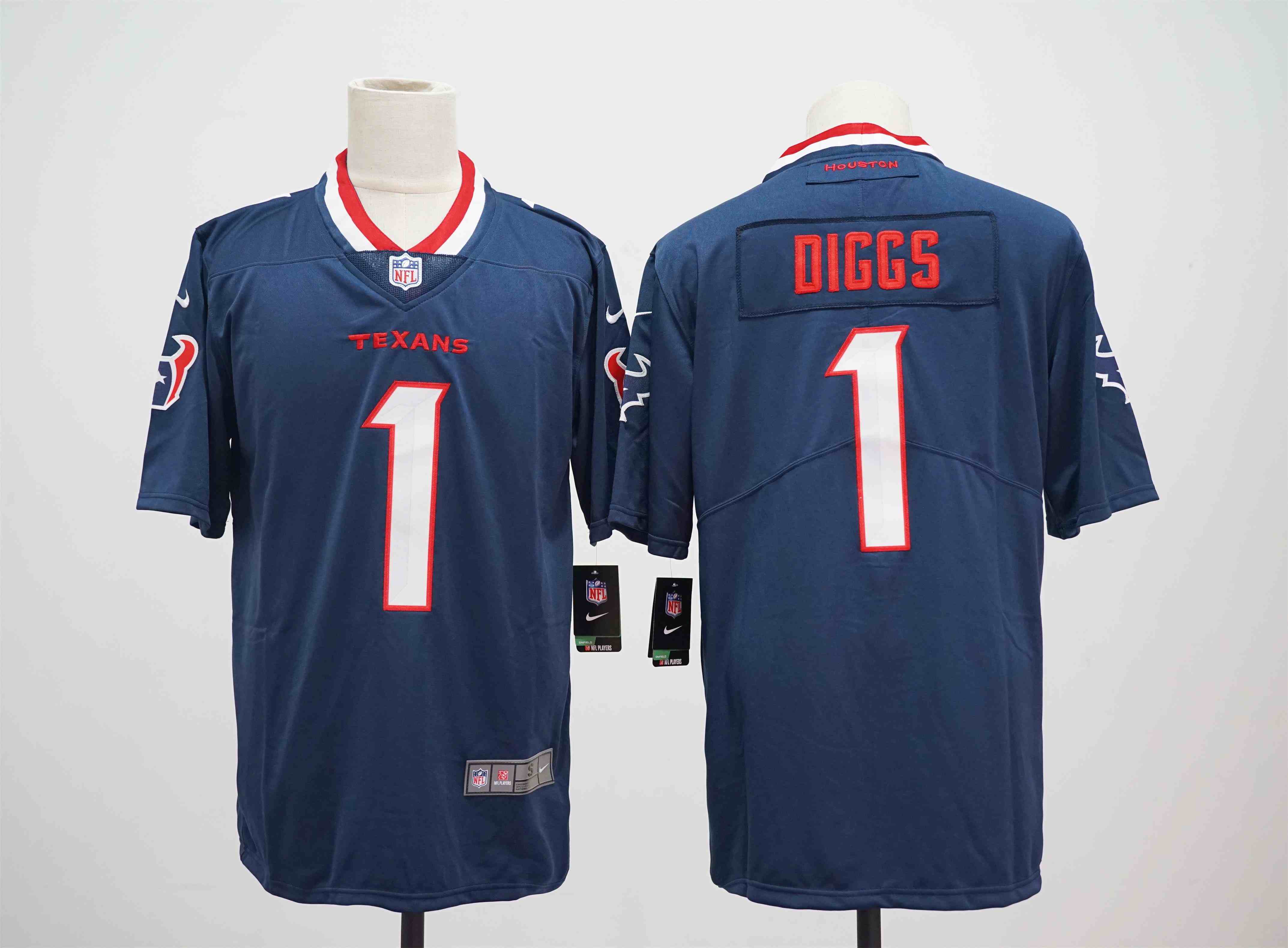Men's Houston Texans #1 Stefon Diggs Navy Vapor Limited Football Stitched Jersey