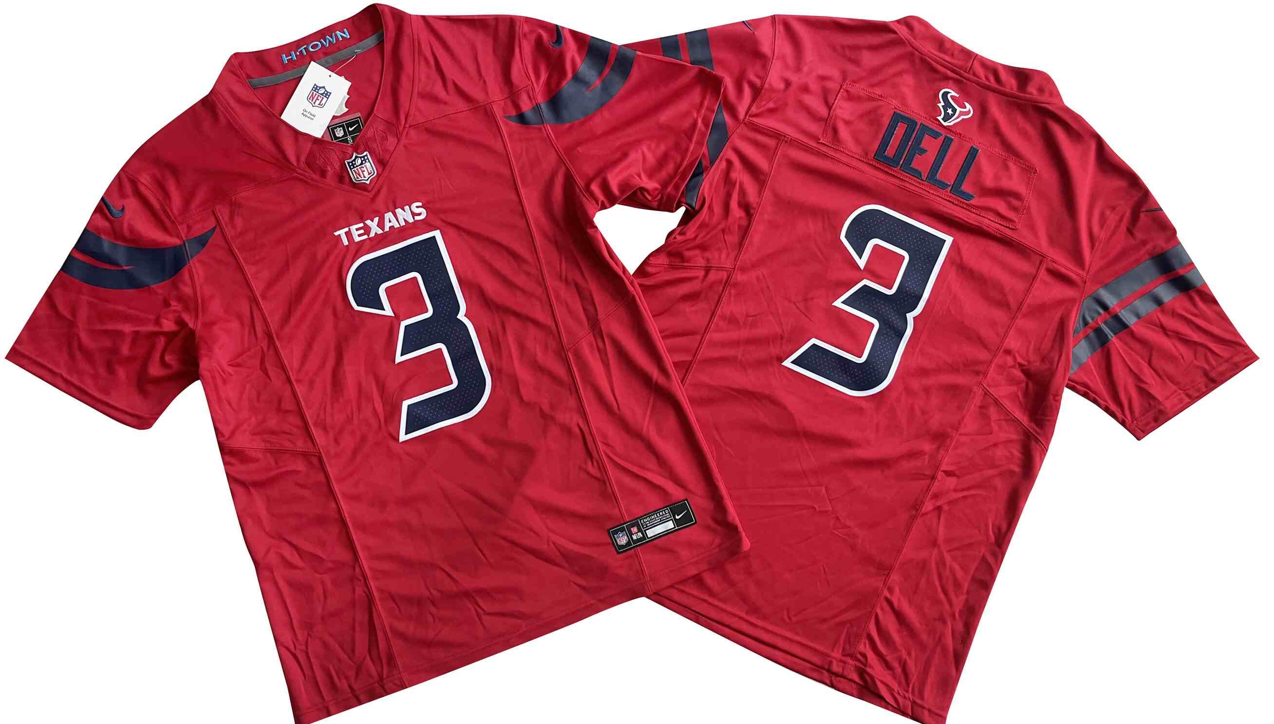 Men's Houston Texans #3 Tank Dell Red Vapor F.U.S.E. Limited Stitched Jersey