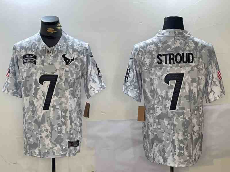 Men's Houston Texans #7 CJ Stroud 2024 FUSE Arctic Camo Salute to Service Limited Stitched Jersey
