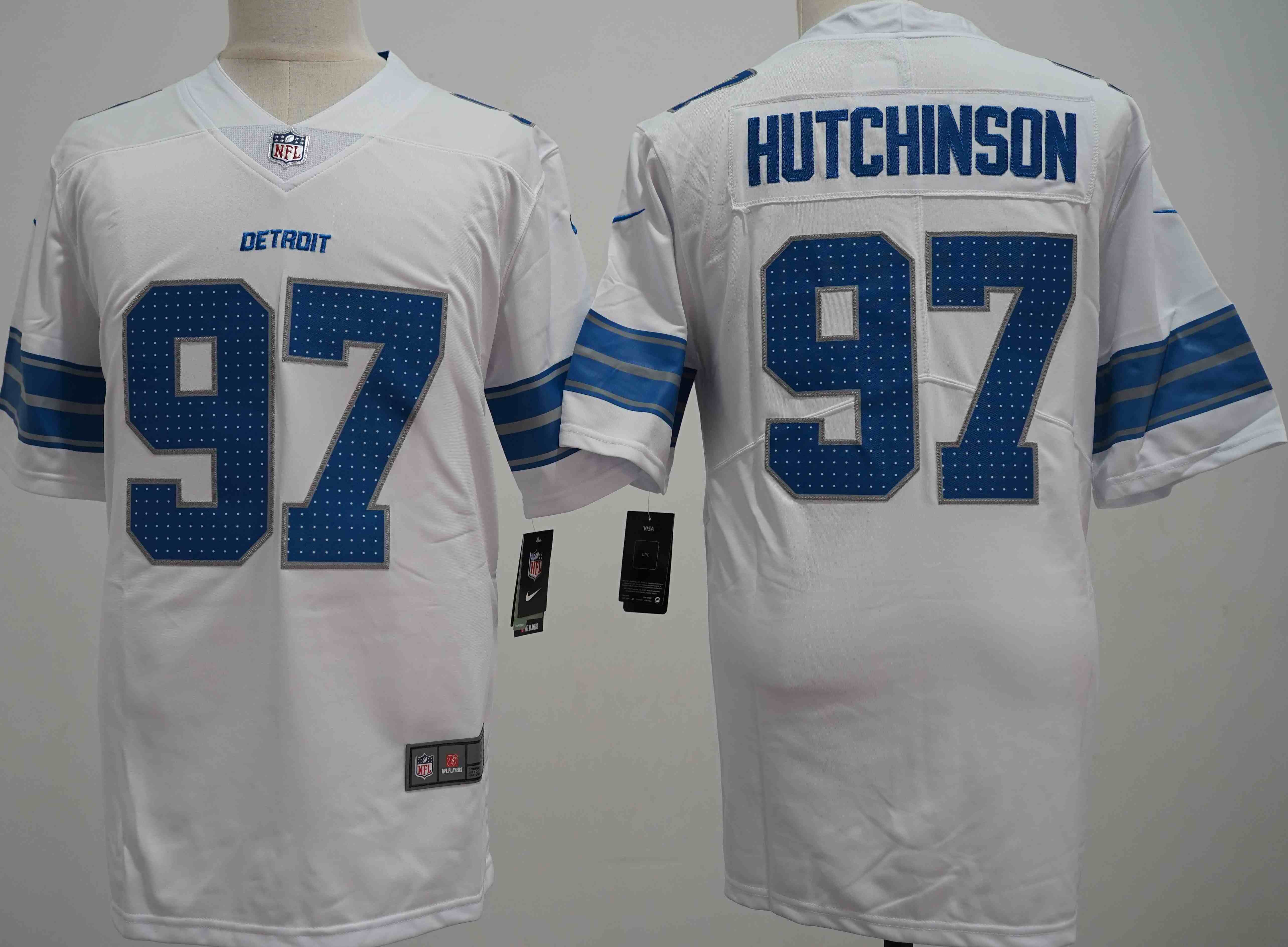 Men's Detroit Lions #97 Aidan Hutchinson White Vapor Limited Stitched Jersey