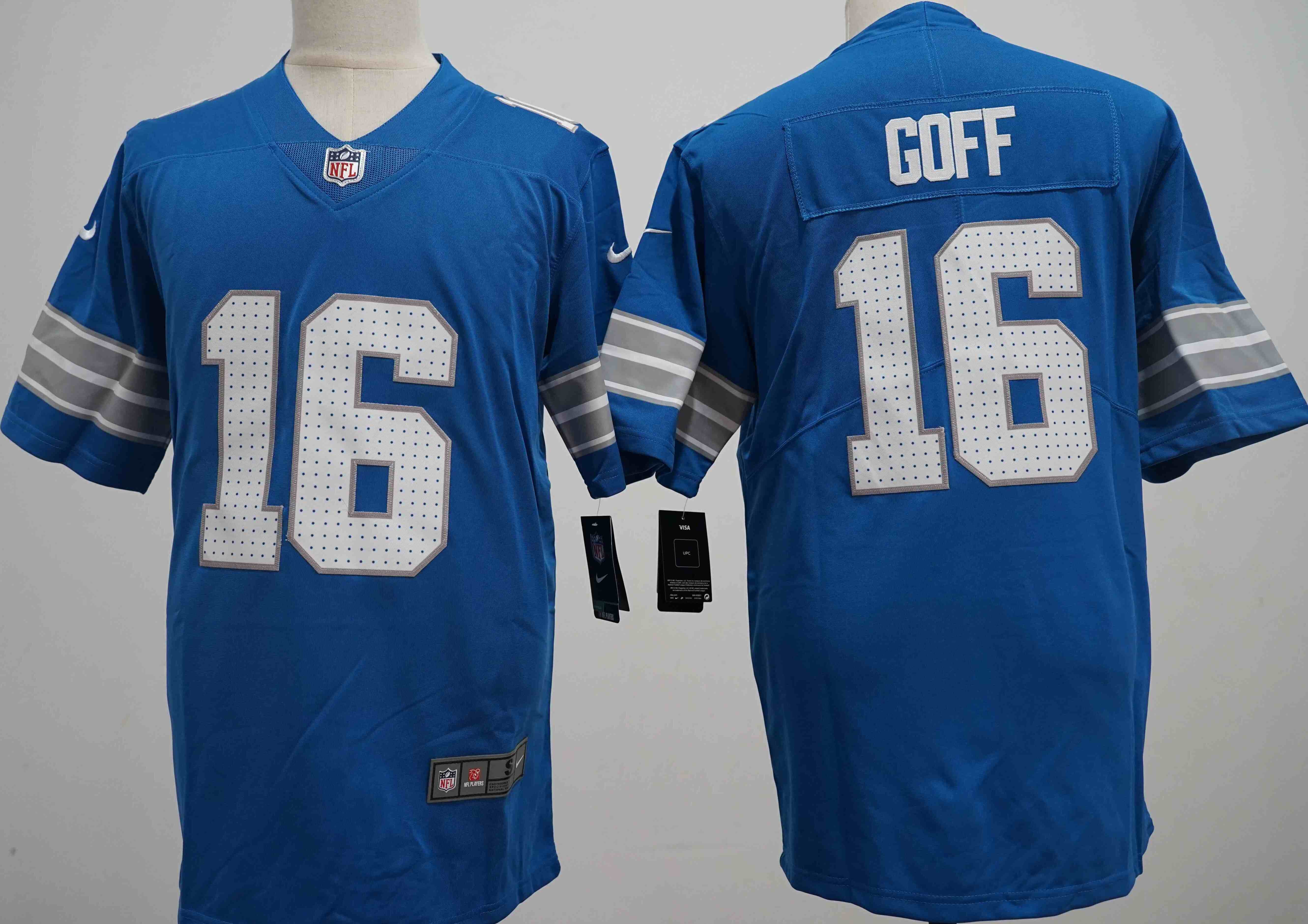 Men's Detroit Lions #16 Jared Goff Blue Vapor Limited Stitched Jersey