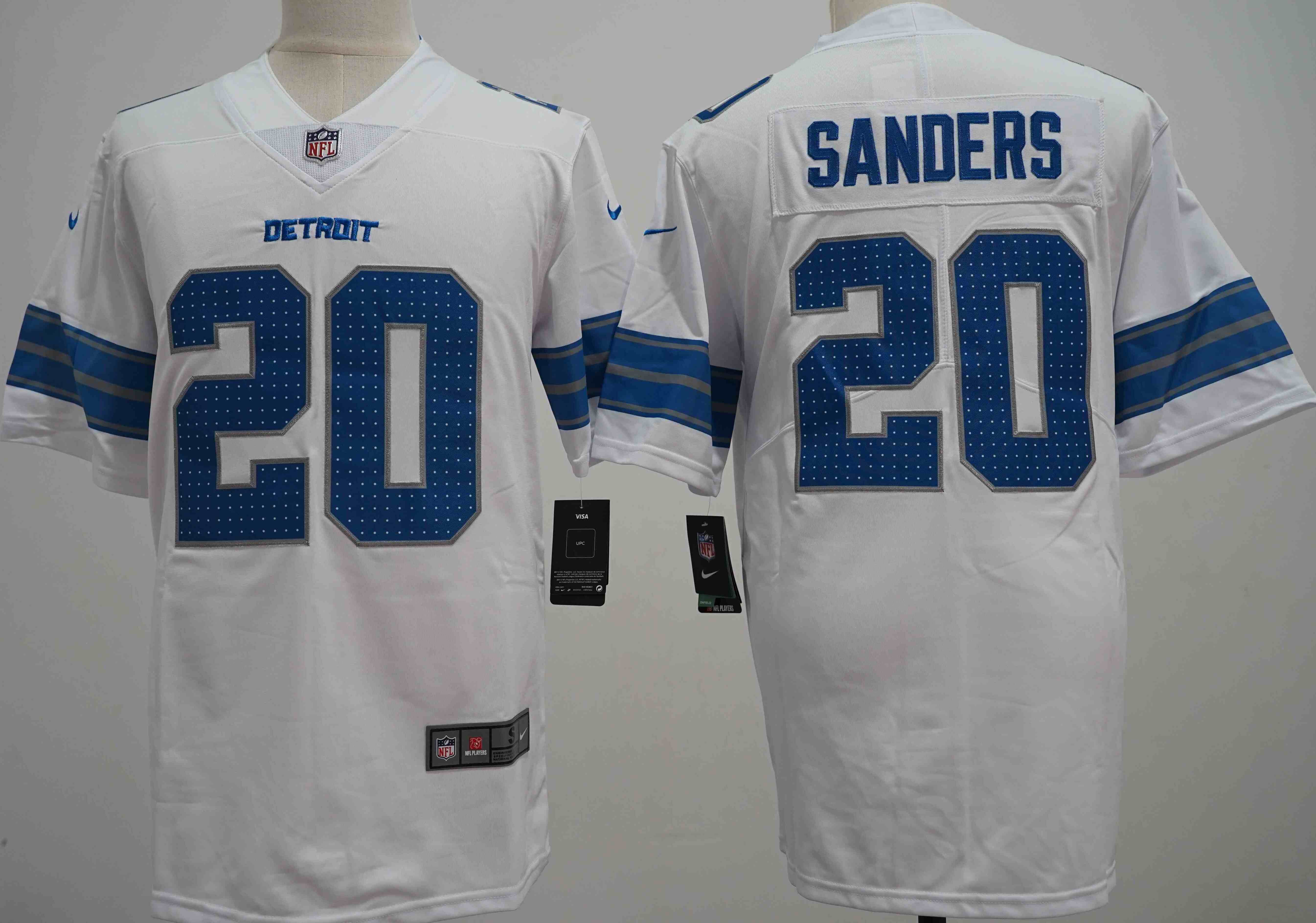 Men's Detroit Lions #20 Barry Sanders White Vapor Limited Football Stitched Jersey