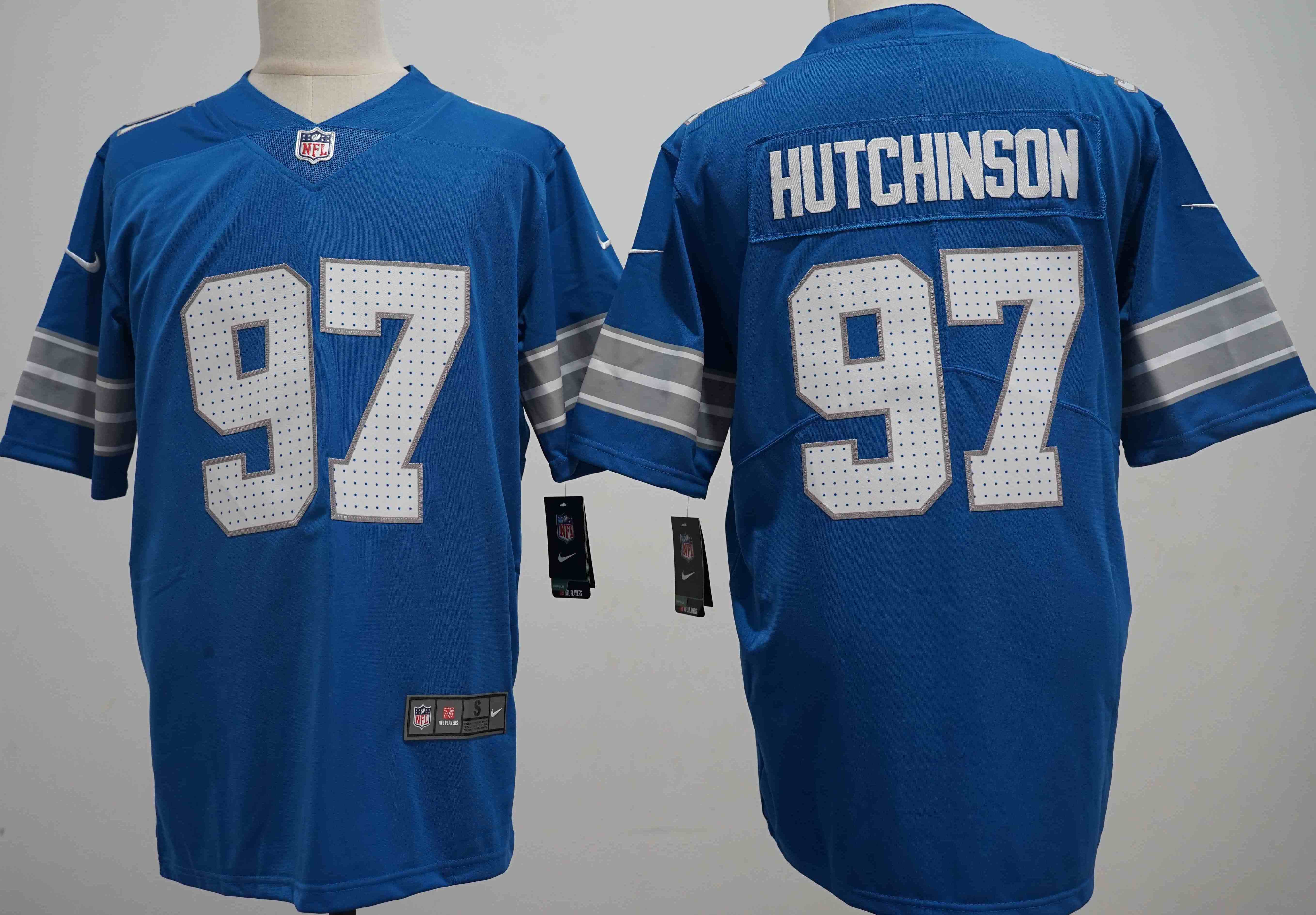 Men's Detroit Lions #97 Aidan Hutchinson Blue Vapor Limited Stitched Jersey