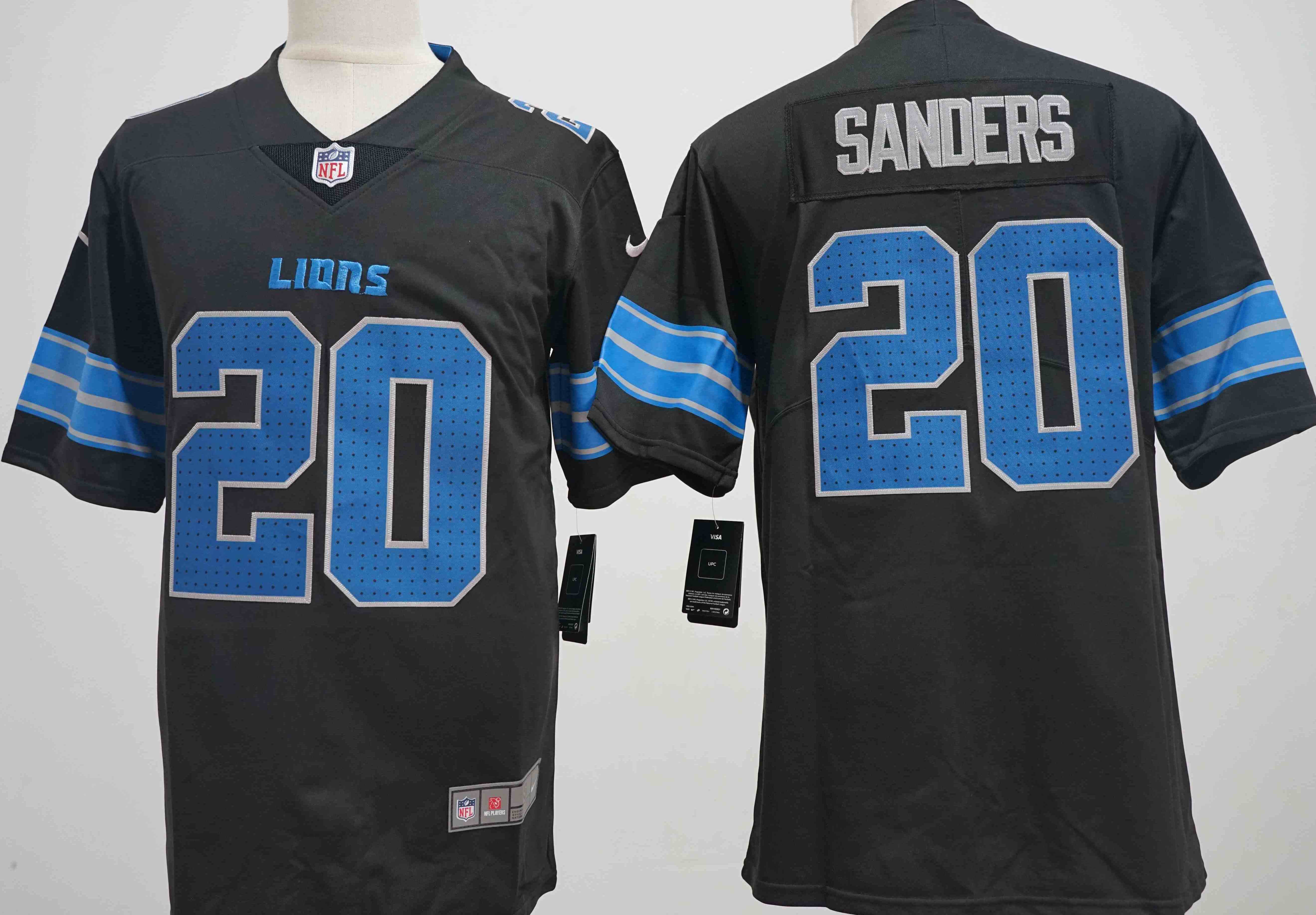 Men's Detroit Lions #20 Barry Sanders Black Vapor Limited Football Stitched Jersey
