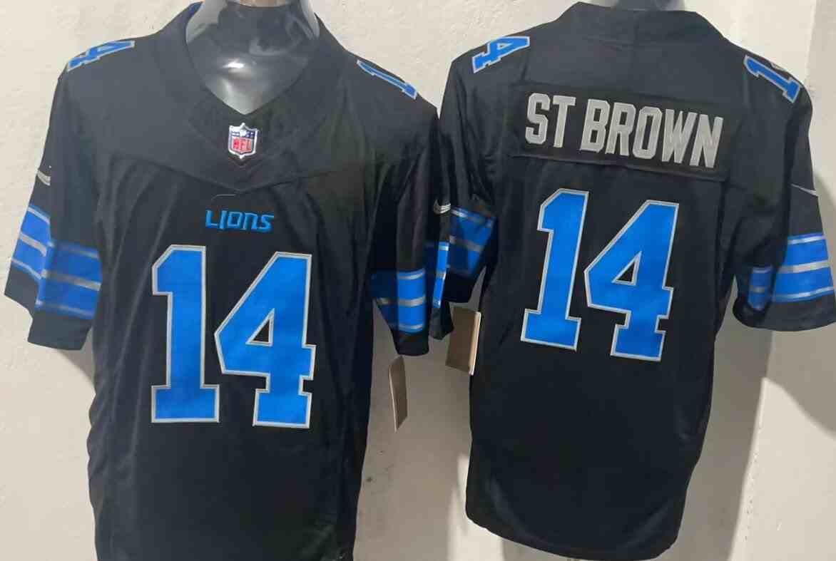 Men's Detroit Lions #14 Amon-Ra St. Brown Black  F.U.S.E. 2nd Alternate Vapor Limited Stitched Jersey