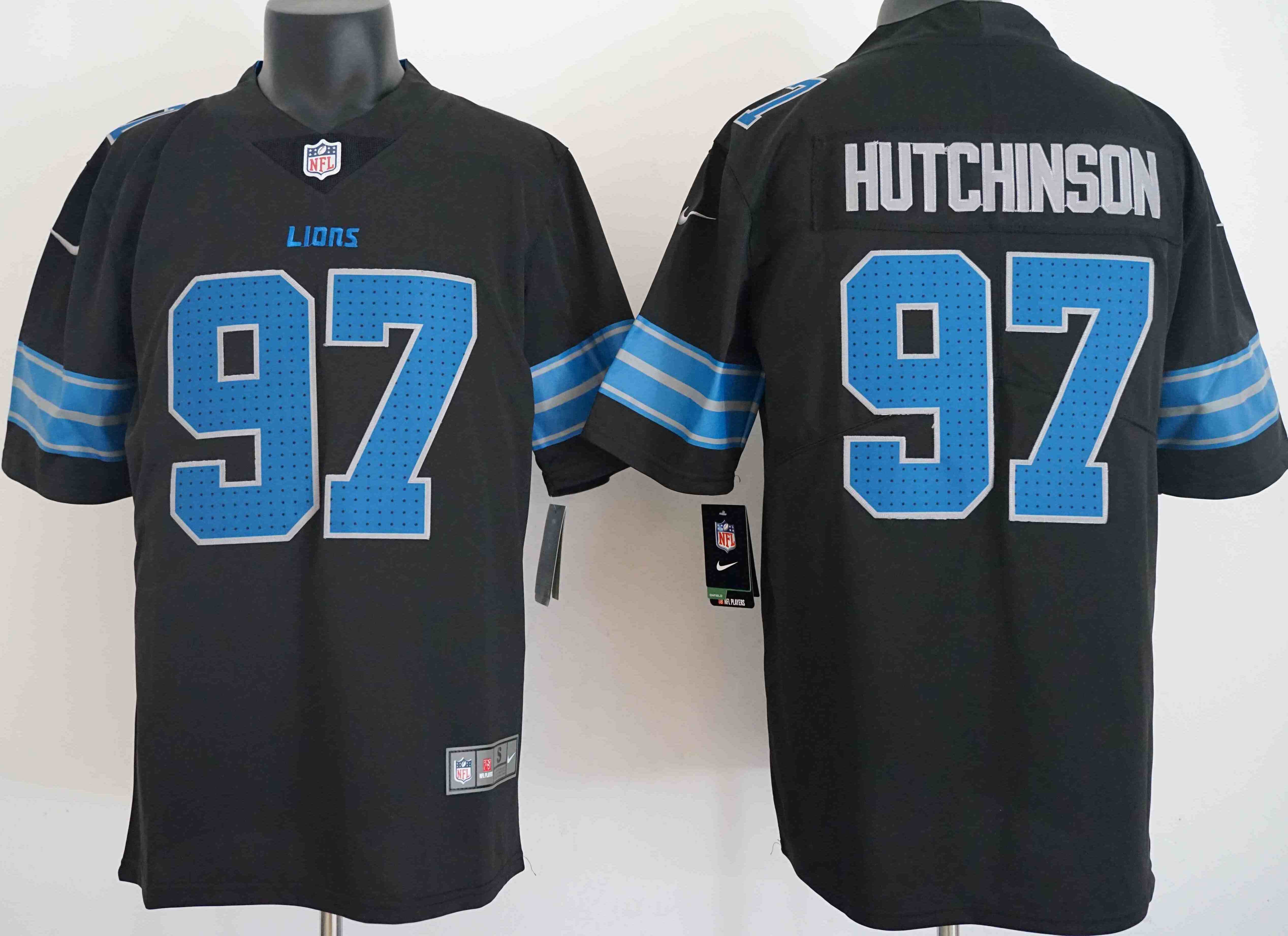 Men's Detroit Lions #97 Aidan Hutchinson Black  2nd Alternate Vapor Limited Stitched Jersey