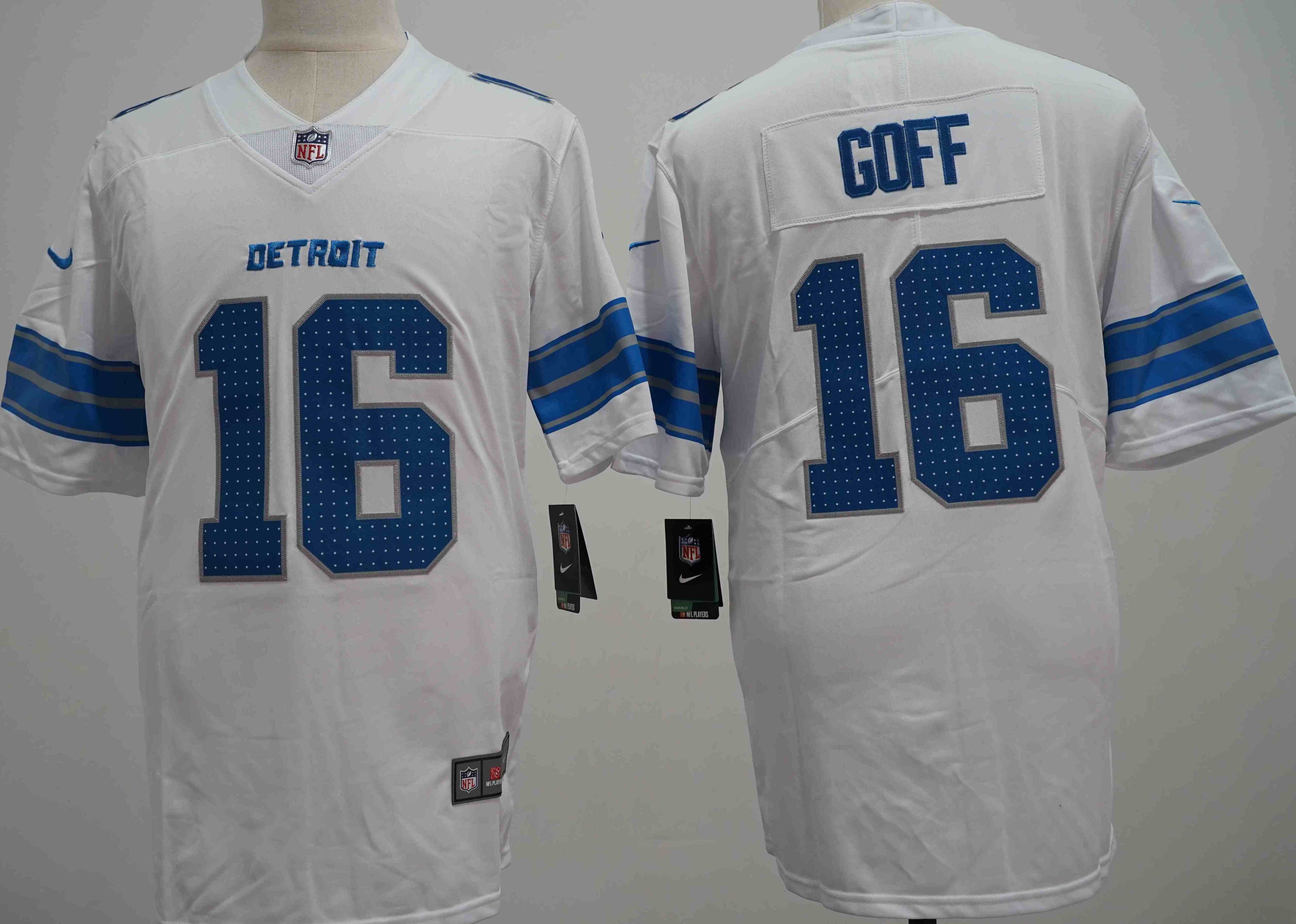 Men's Detroit Lions #16 Jared Goff White Vapor Limited Football Stitched Jersey