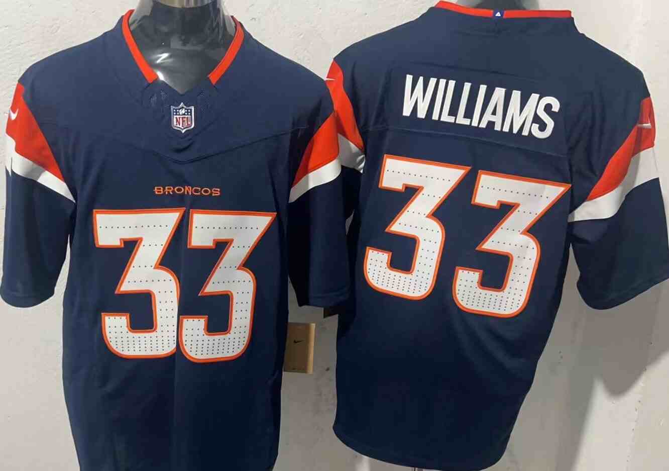 Men's Denver Broncos #33 Javonte Williams Navy F.U.S.E. Vapor Limited Football Stitched Jersey