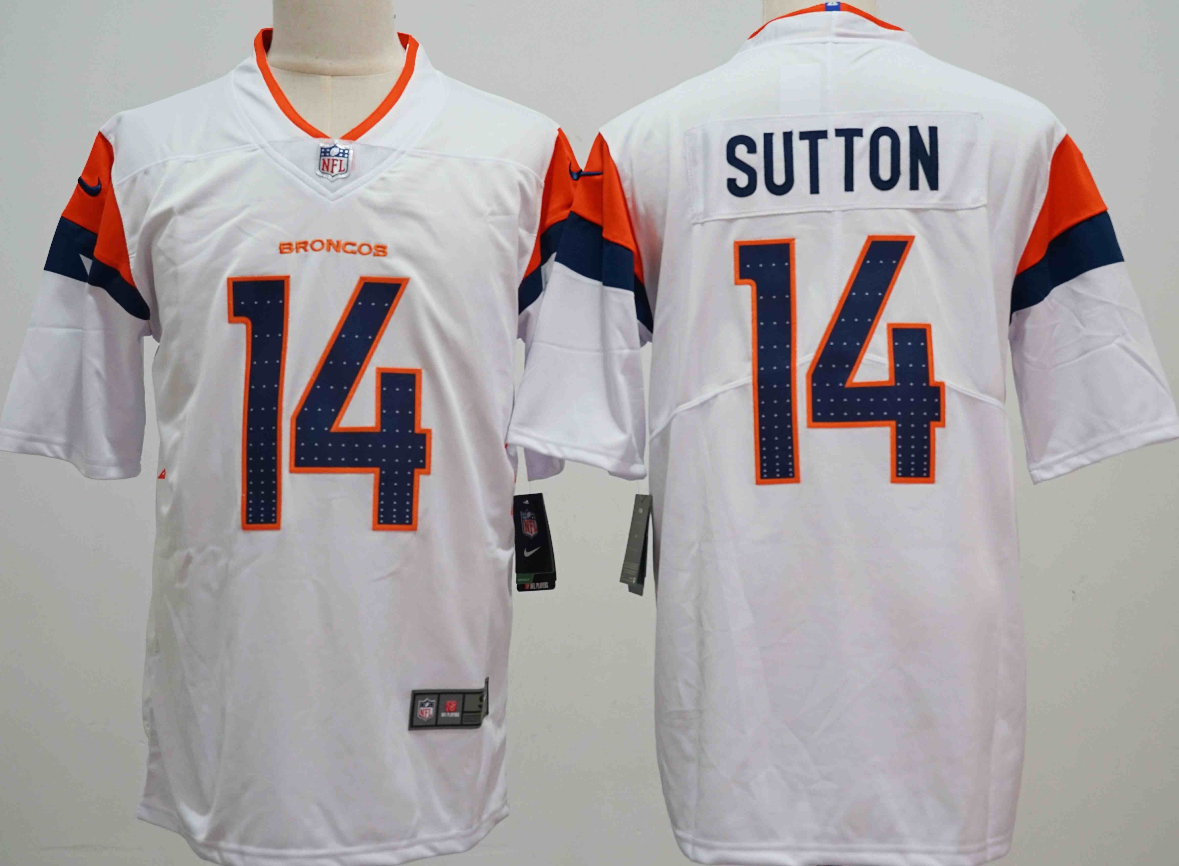 Men's Denver Broncos #14 Courtland Sutton White Vapor Limited Football Stitched Jersey
