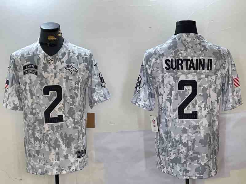 Men's Denver Broncos #2 Patrick Surtain II 2024 Arctic Camo Salute To Service Limited Stitched Football Jersey