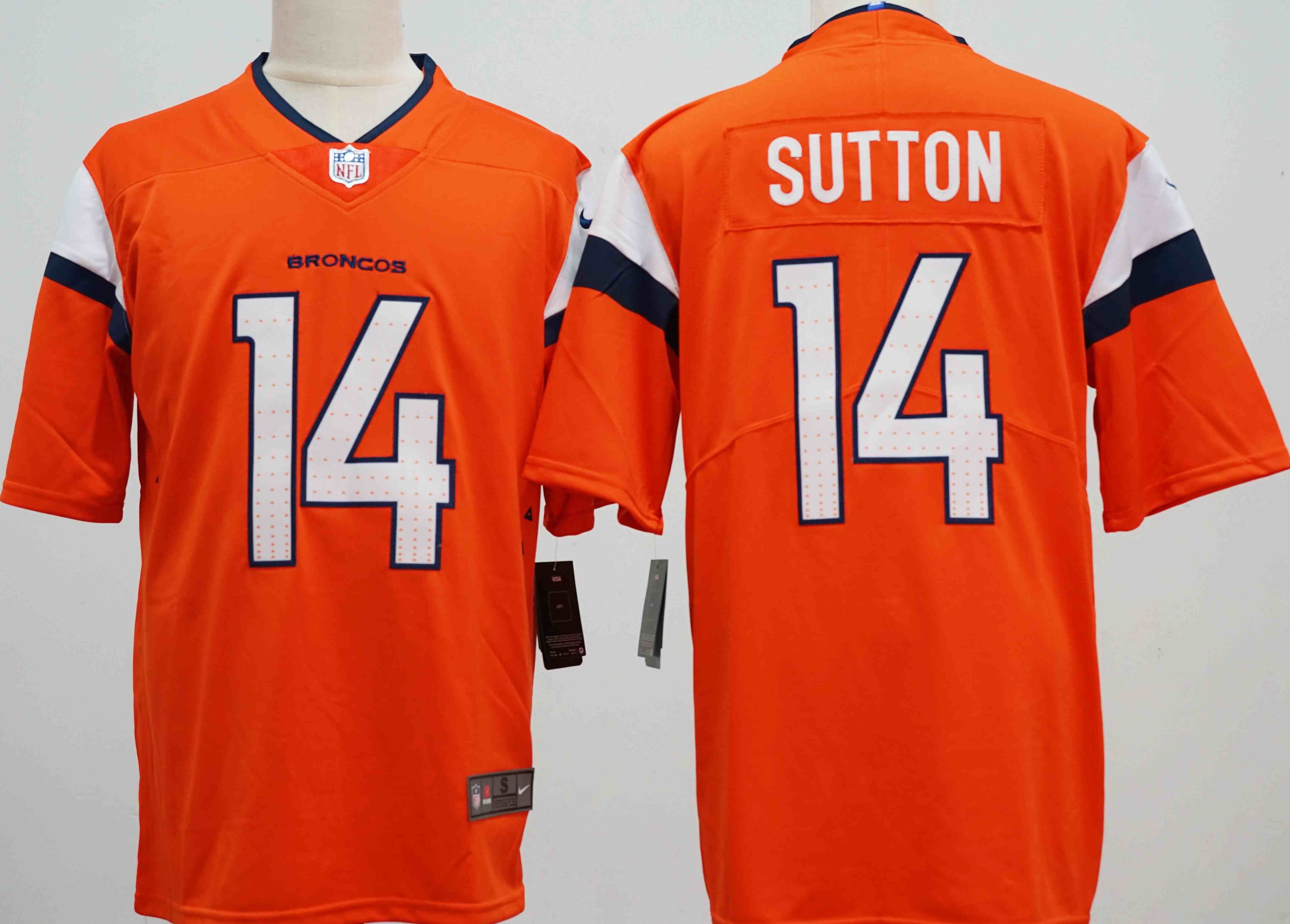 Men's Denver Broncos #14 Courtland Sutton  Orange Vapor Limited Football Stitched Jersey