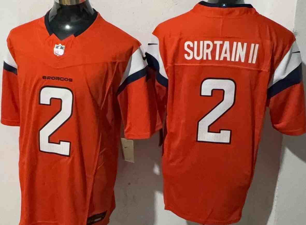 Men's Denver Broncos #2 Pat Surtain II Orange Draft F.U.S.E. Alternate Vapor Limited Stitched Football Jersey
