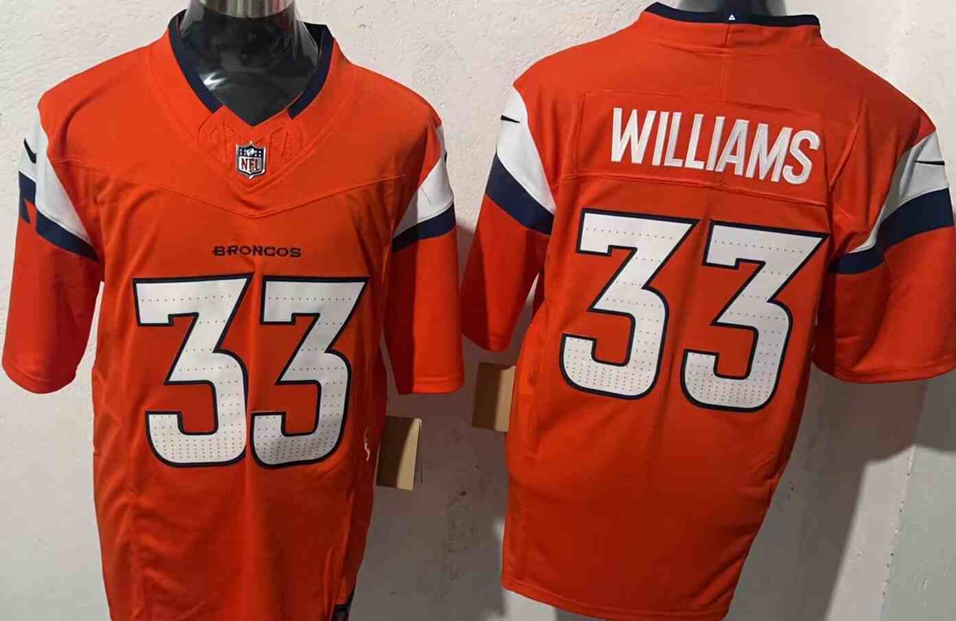 Men's Denver Broncos #33 Javonte Williams Orange F.U.S.E. Vapor Limited Football Stitched Jersey