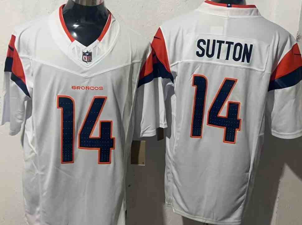 Men's Denver Broncos #14 Courtland Sutton White F.U.S.E. Vapor Limited Football Stitched Jersey