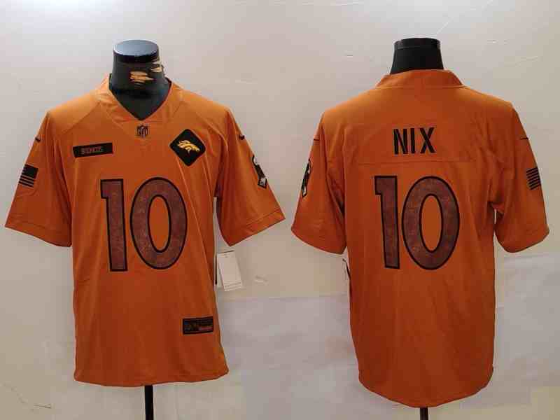 Men's Denver Broncos #10 Bo Nix 2023 Brown Salute To Service Limited Football Stitched Jersey