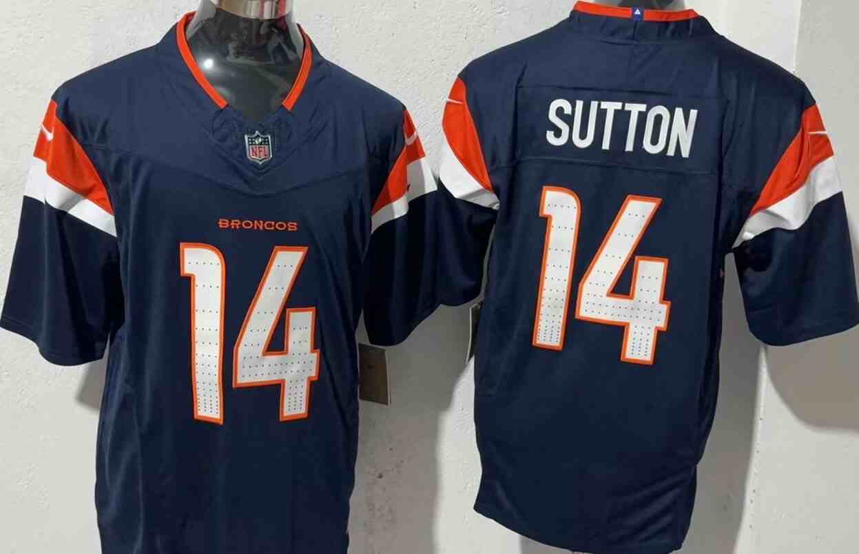 Men's Denver Broncos #14 Courtland Sutton Navy F.U.S.E. Vapor Limited Football Stitched Jersey
