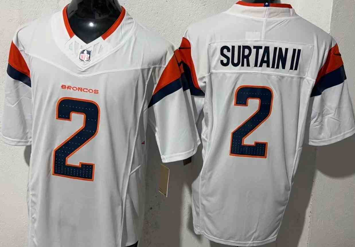 Men's Denver Broncos #2 Pat Surtain II White Draft F.U.S.E. Alternate Vapor Limited Stitched Football Jersey