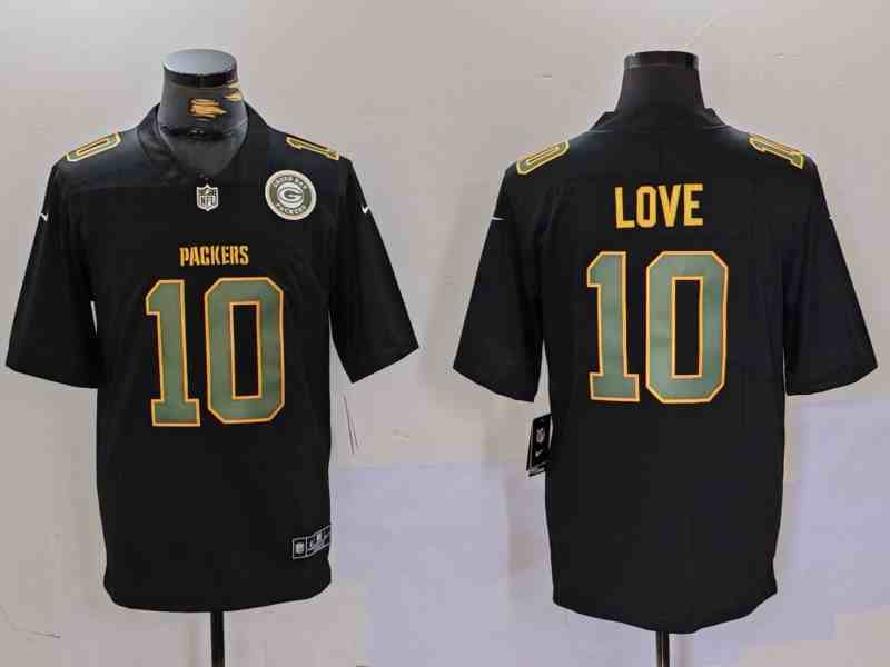 Men's Green Bay Packers #10 Jordan Love Black Fashion Vapor Limited Stitched Football Jerseys