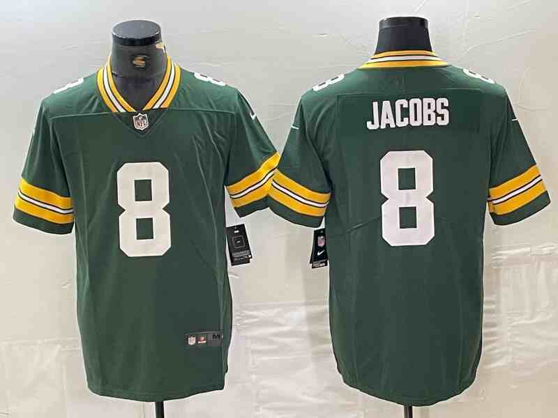 Men's Green Bay Packers #8 Josh Jacobs Green Vapor Limited Stitched Football Jersey