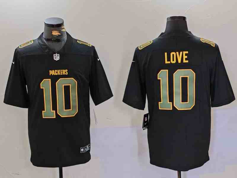 Men's Green Bay Packers #10 Jordan Love Black Fashion Vapor Limited Stitched Football  Jersey