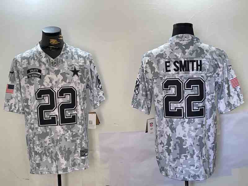 Men's Dallas Cowboys #22 Emmitt Smith 2024 Arctic Camo Salute To Service Limited Stitched Football Jersey