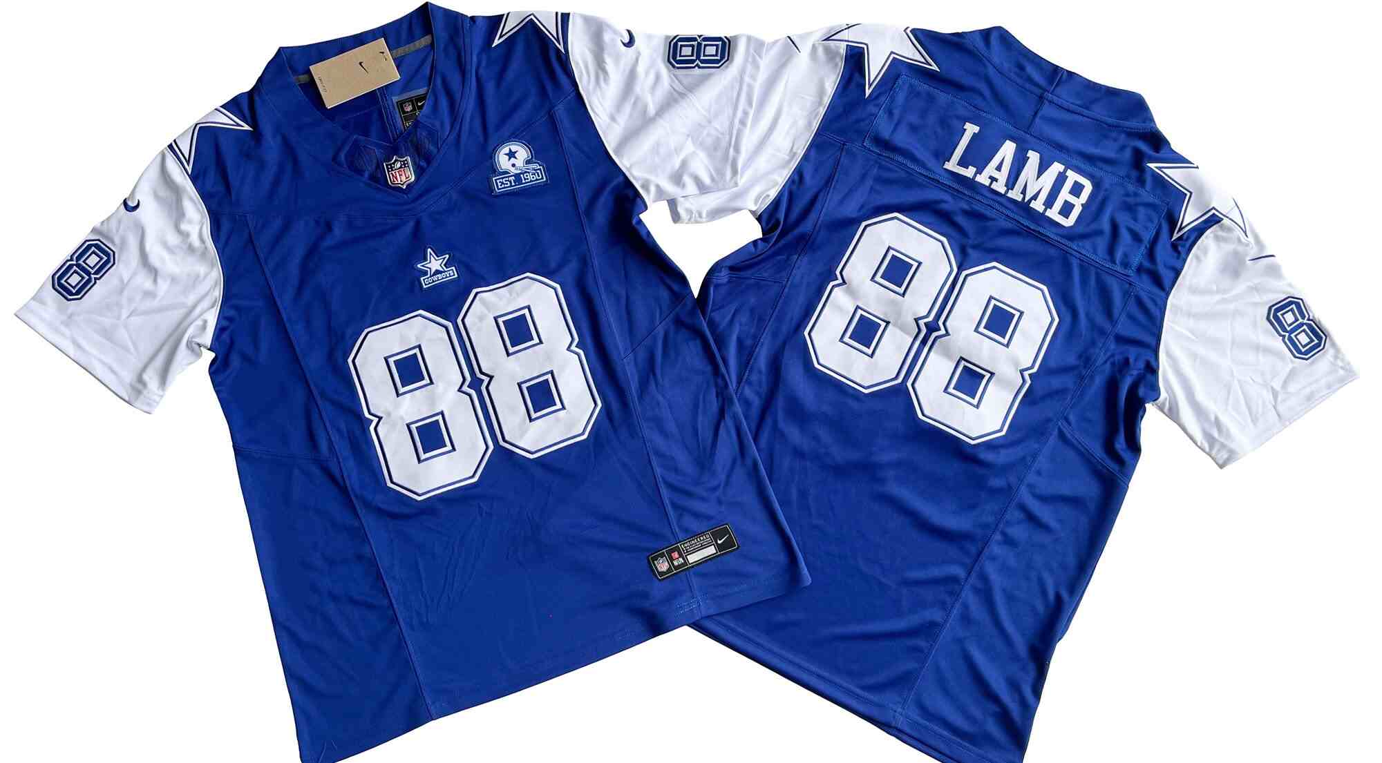 Men's Dallas Cowboys #88 CeeDee Lamb 2023 F.U.S.E. Navy With Established In 1960 Patch Stitched Football Jersey