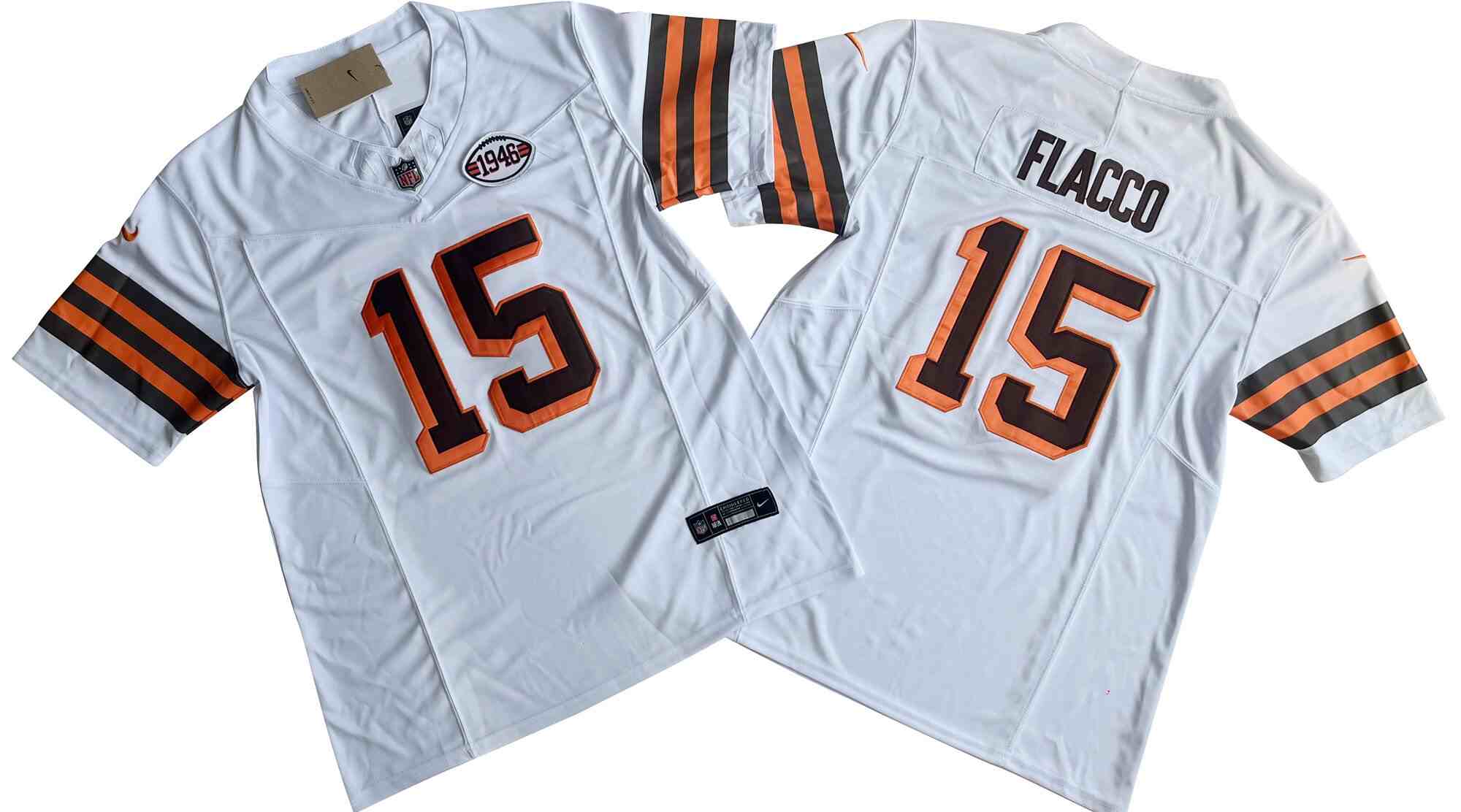 Men's Cleveland Browns #15 Joe Flacco White 1946 F.U.S.E. Vapor Limited Football Stitched Jersey