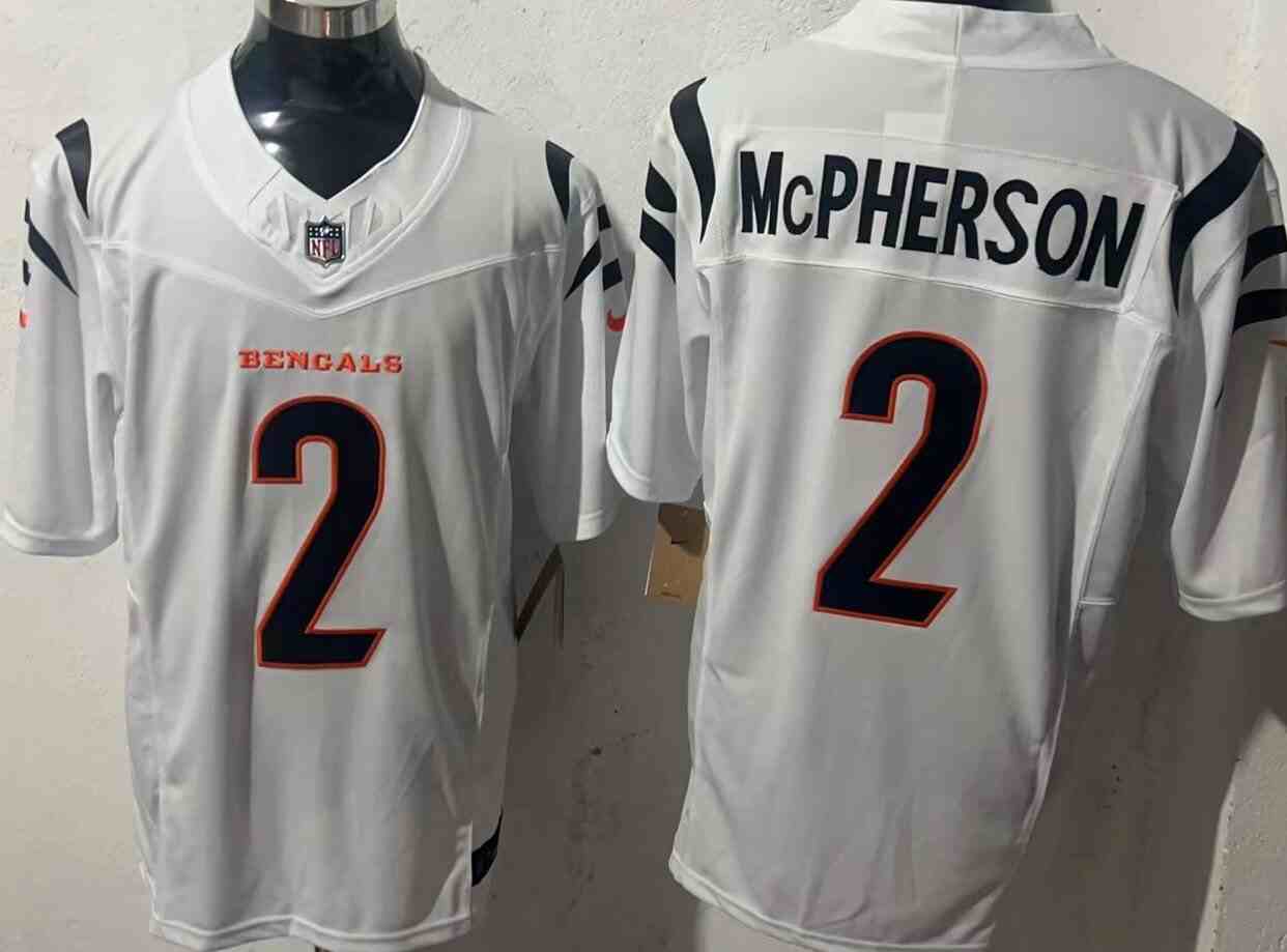Men's Cincinnati Bengals #2  Evan McPherson White 2023 F.U.S.E. Vapor Untouchable Limited Stitched Jersey